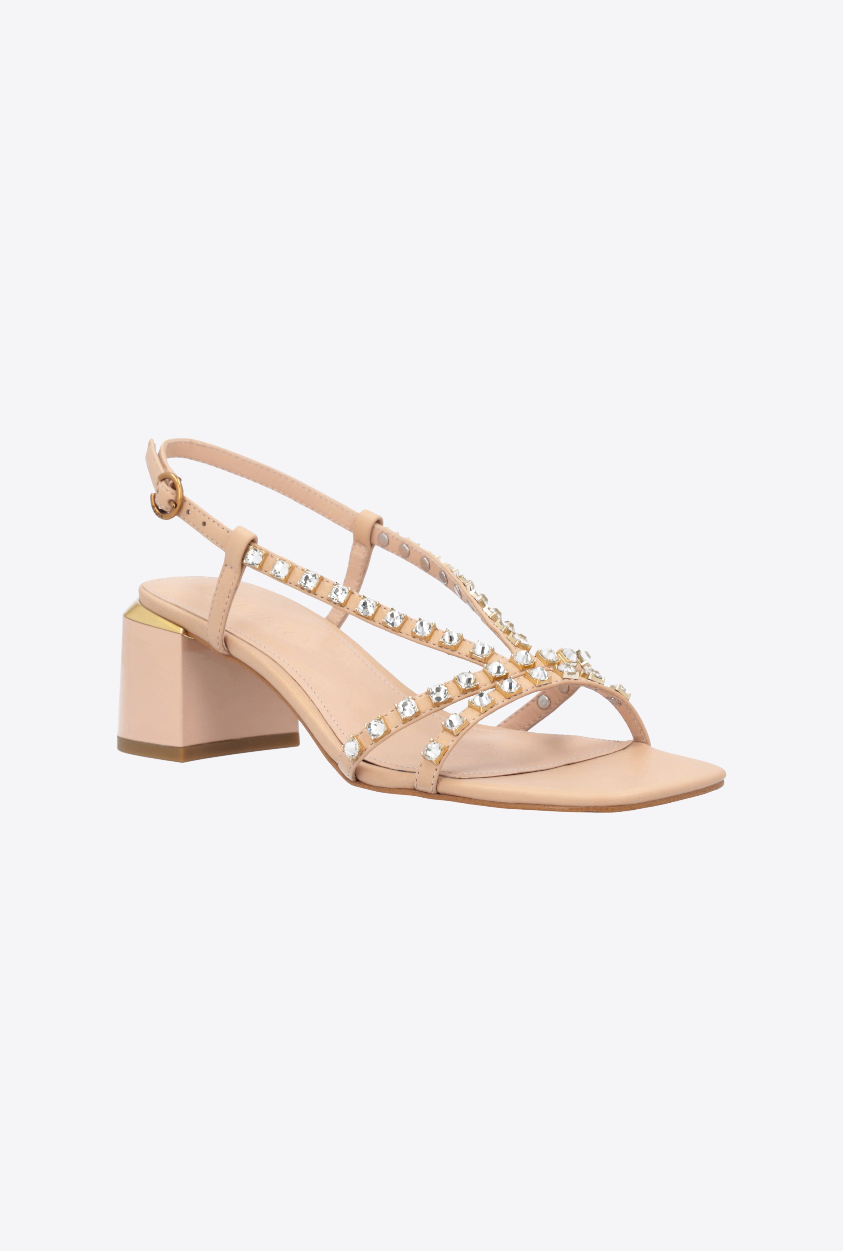 NAPPA LEATHER SANDALS WITH GOLDEN HEEL - 2