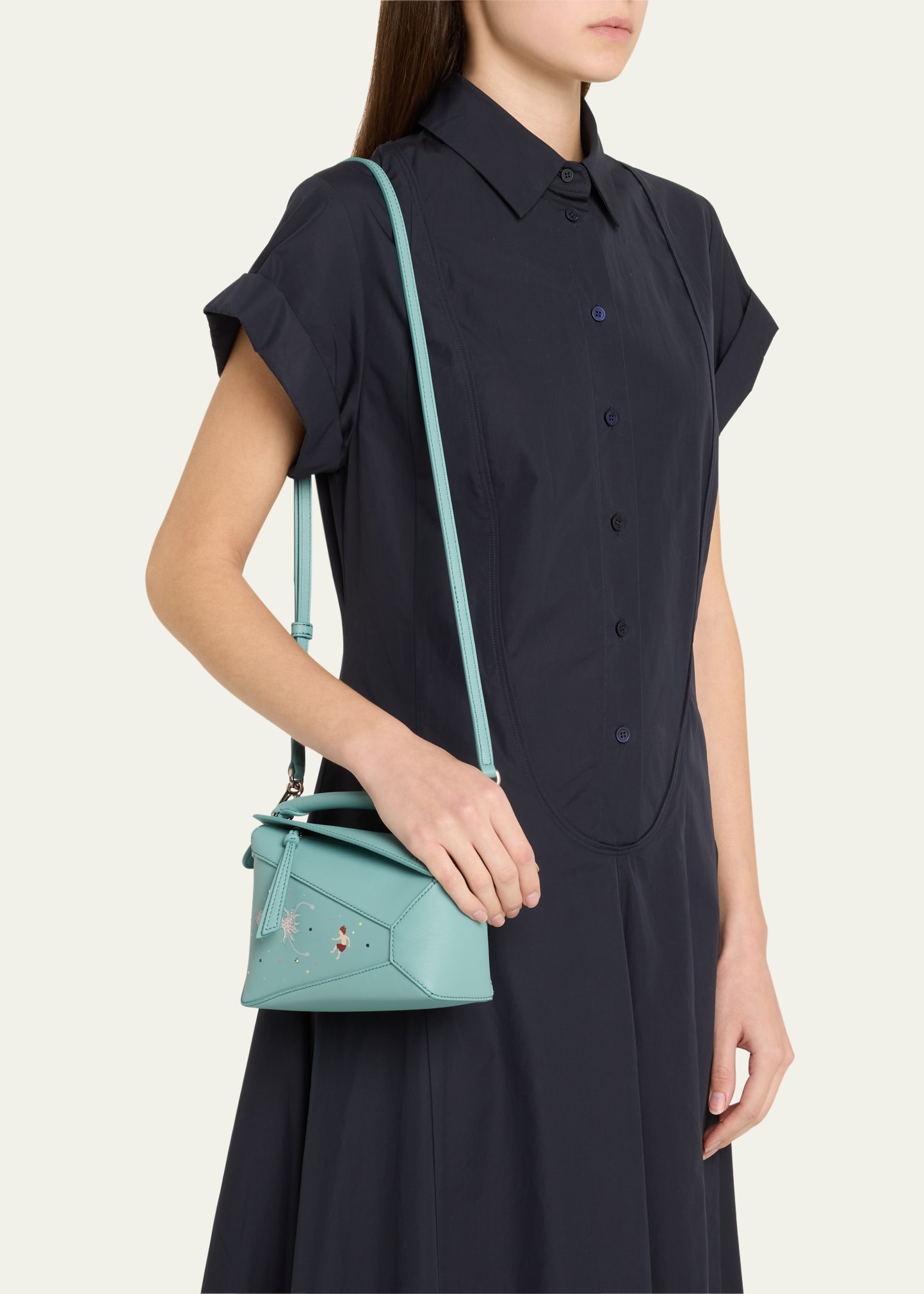 x Sunna Fujita Puzzle Edge Mini Squid-Print Shoulder Bag in Leather - 2