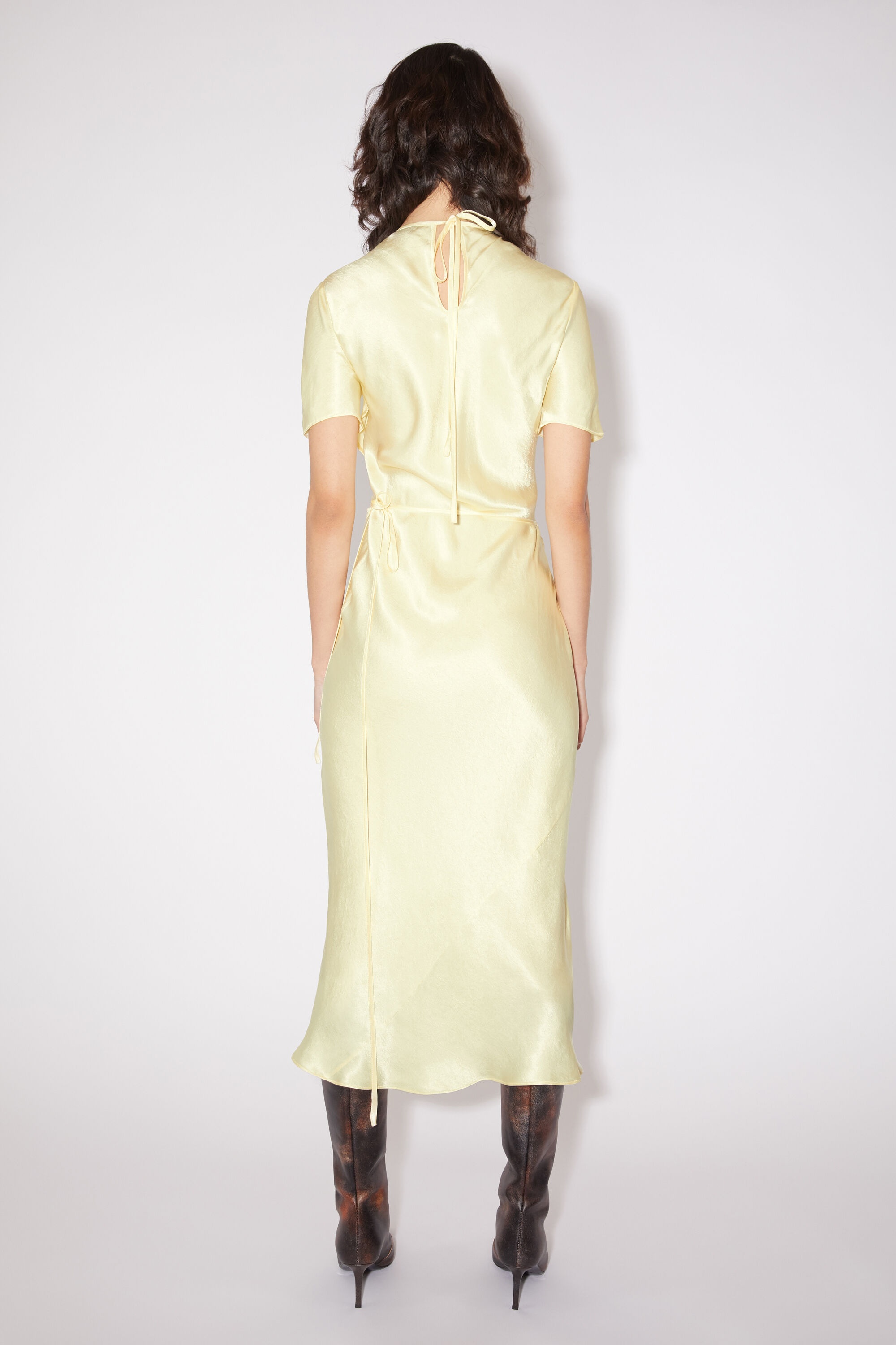 Acne Studios Satin wrap dress - Pastel yellow | REVERSIBLE