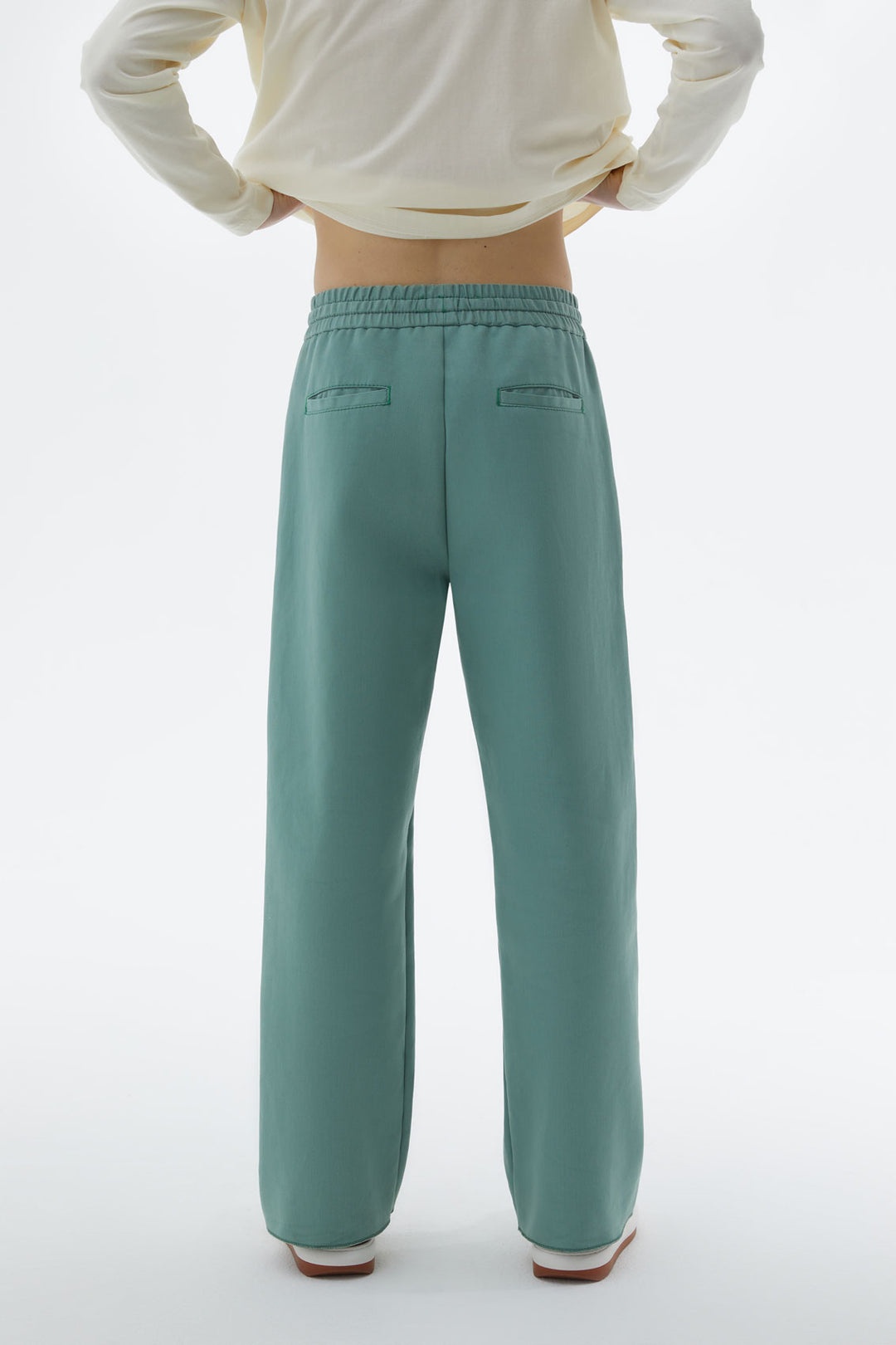 SAGE GREEN ELASTIC PANTS - 4