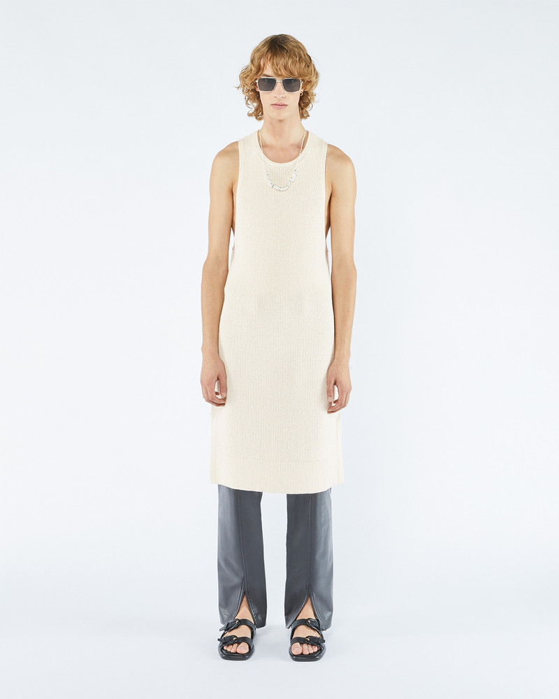 ZENO - Textured-cotton tank top - Creme - 1