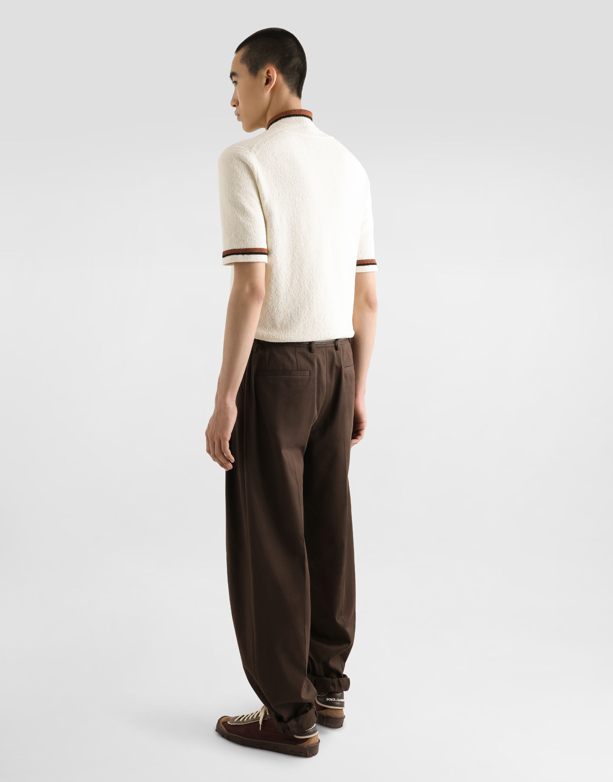 Short-sleeved cotton polo-shirt with inlay - 3