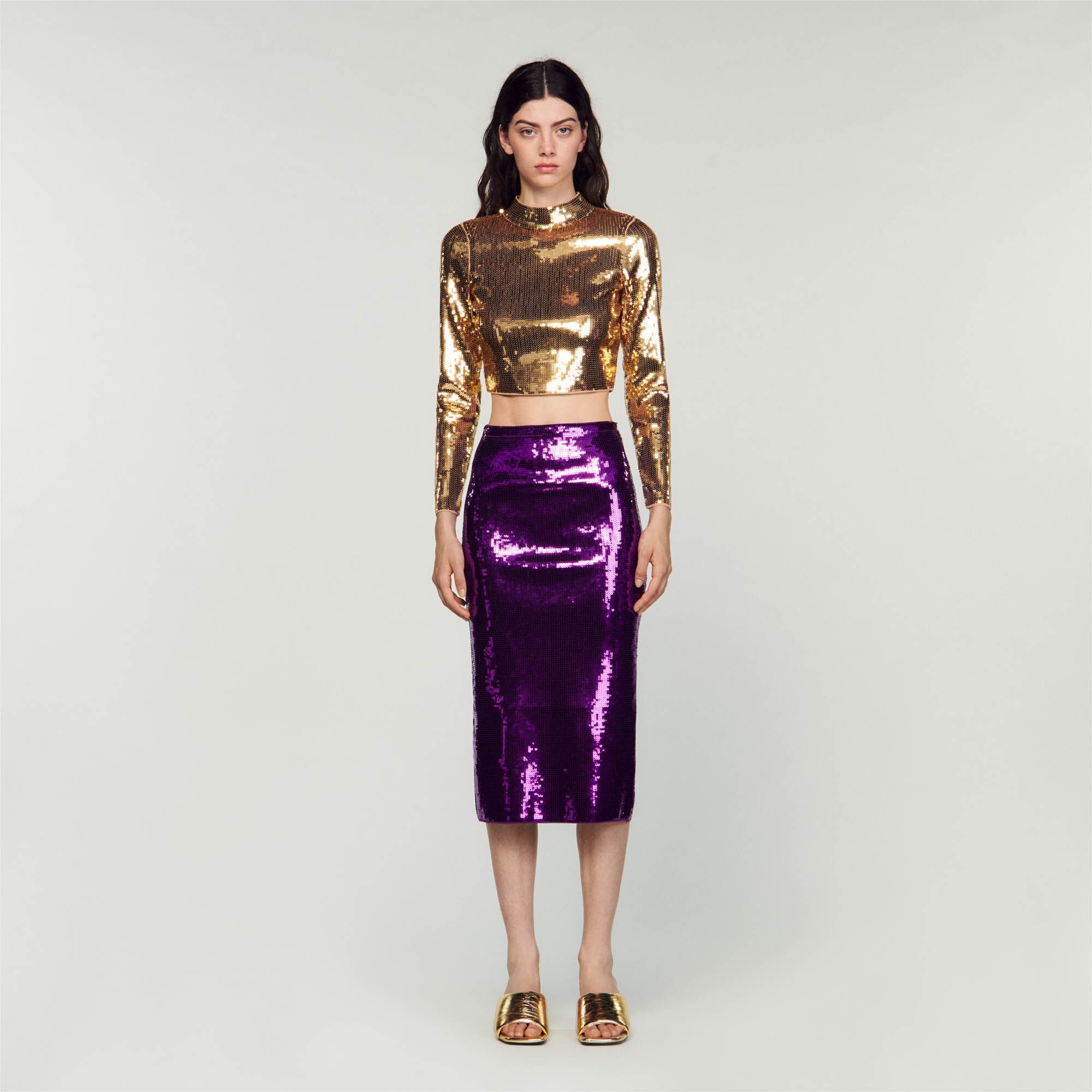 SEQUIN MIDI SKIRT - 2