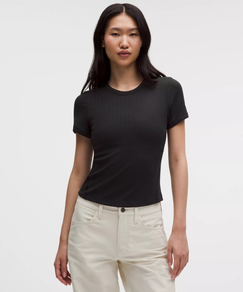 Hold Tight Micro-Rib Straight-Hem T-Shirt 1