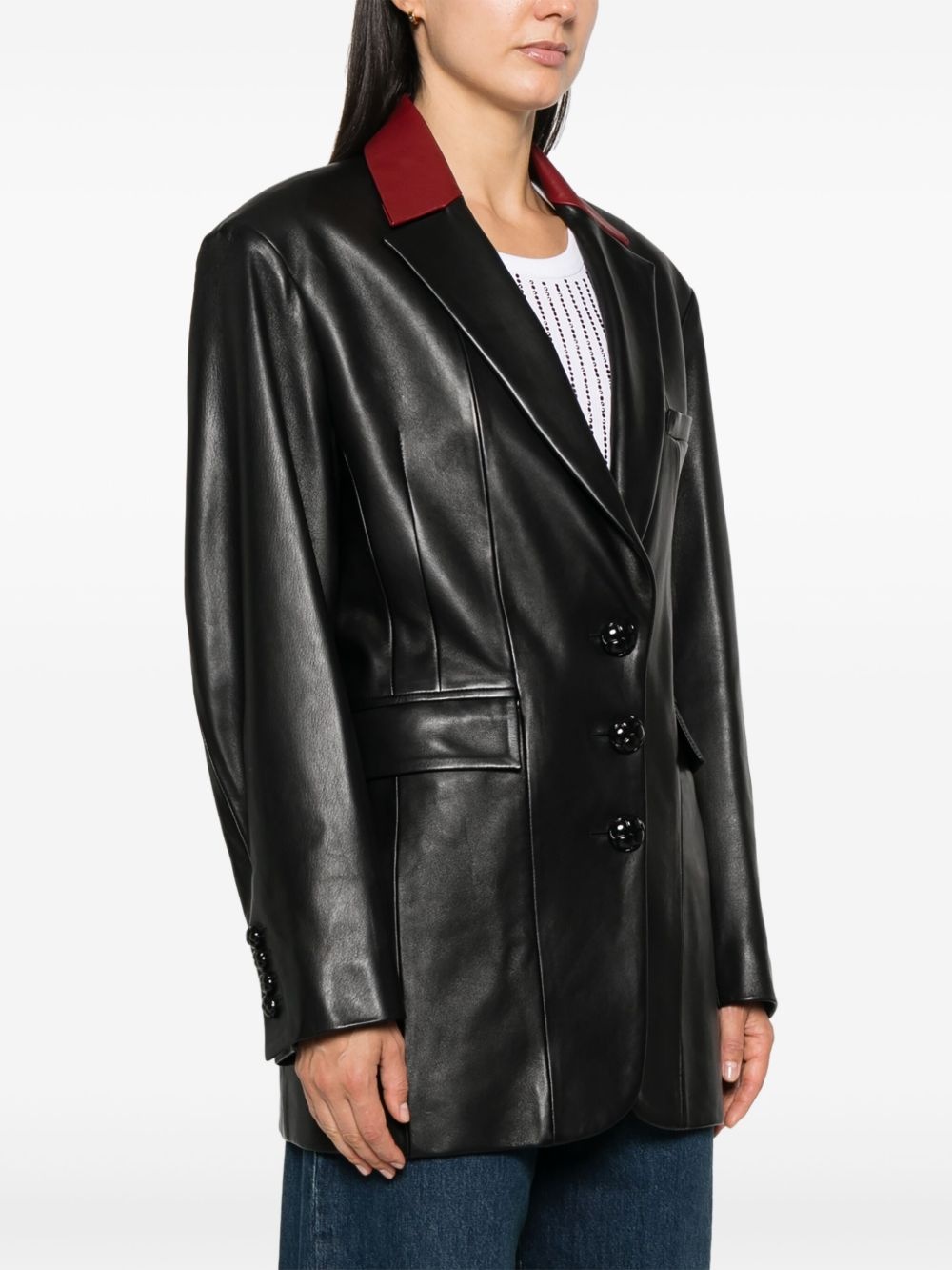 leather blazer - 3