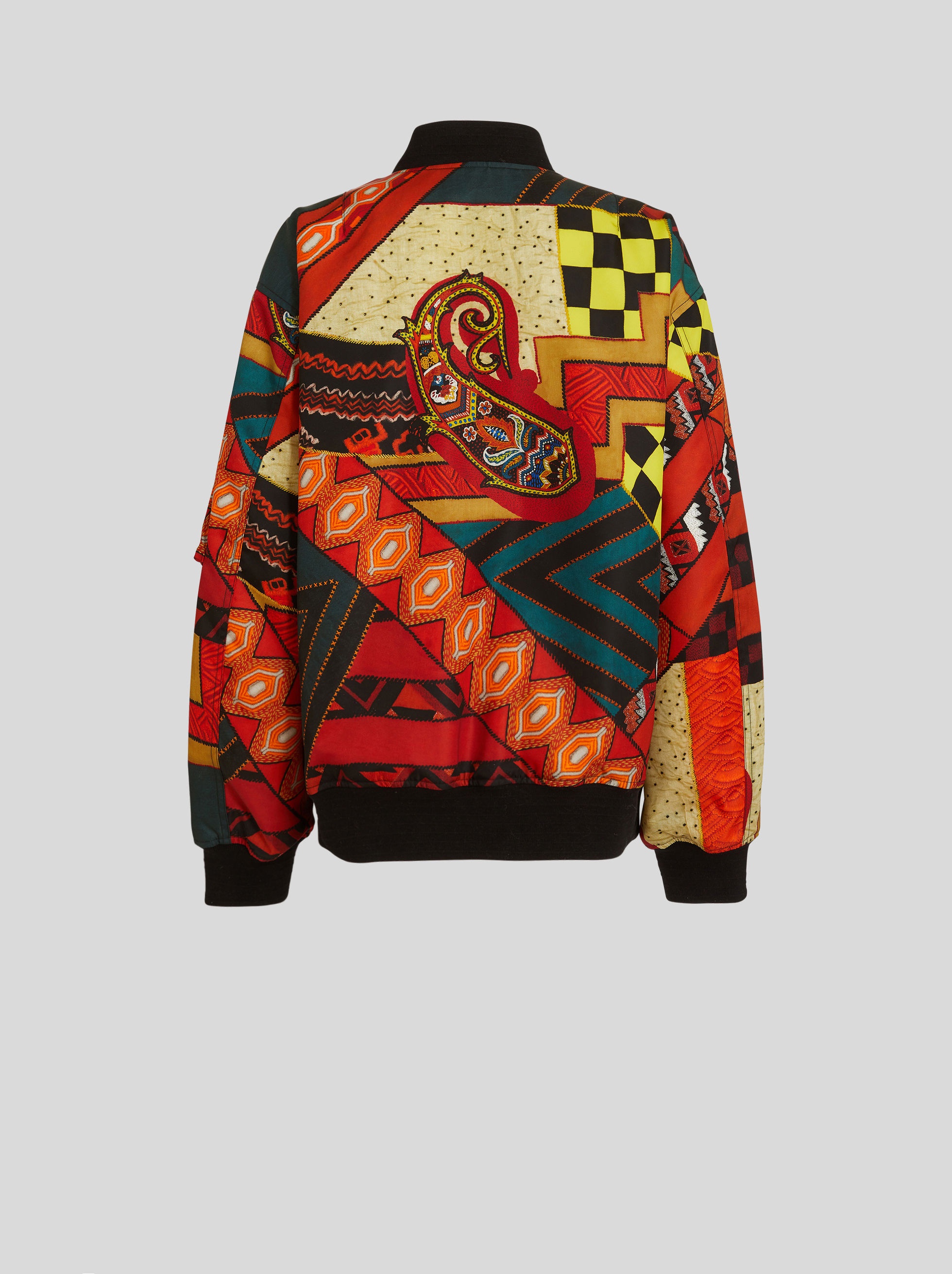 PATCHWORK BOMBER WITH GEOMETRICC PATTERNS - 6