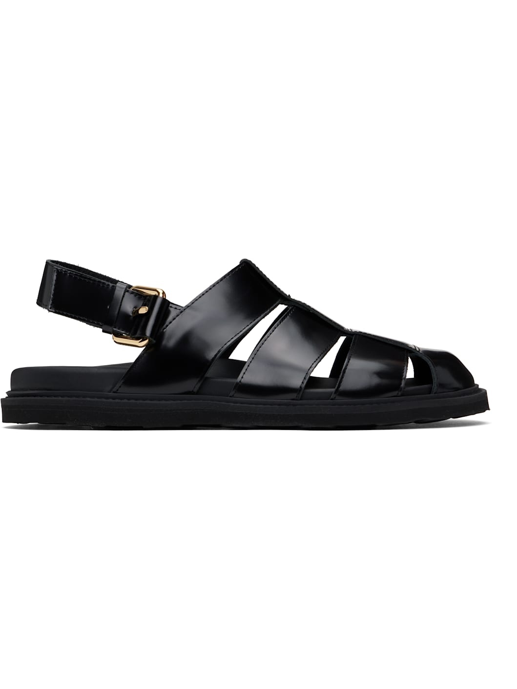 Black Brushed Calf Leather Sporty Sandals - 1