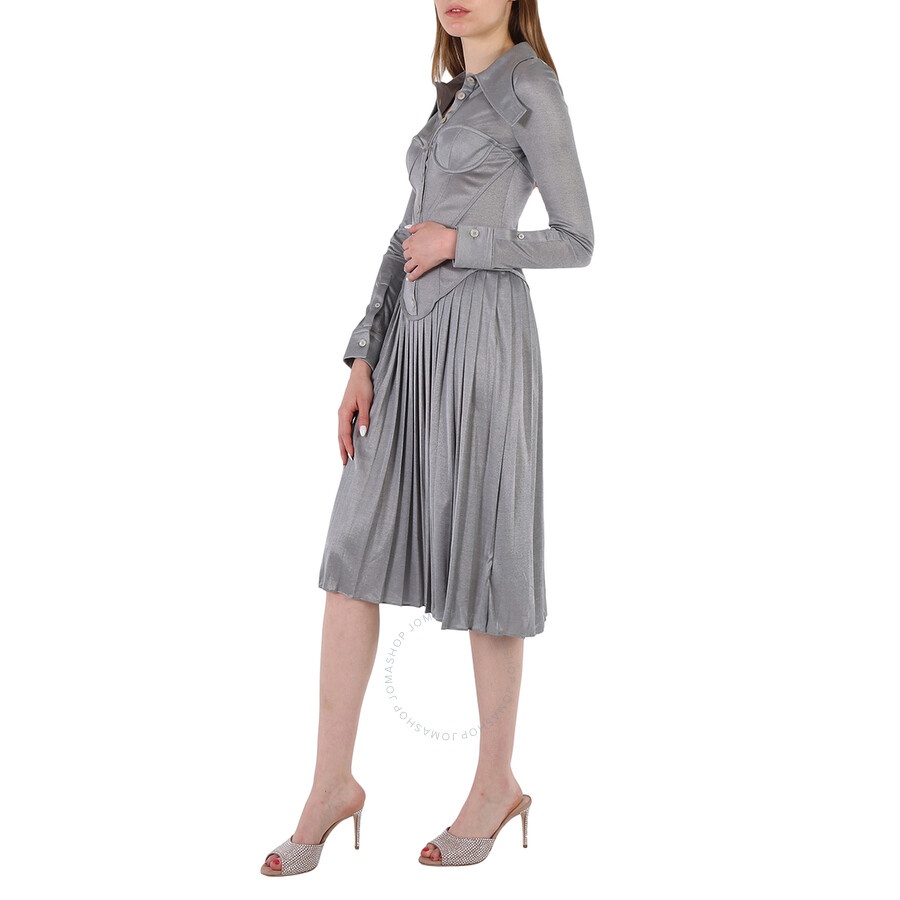 Burberry Grey Melange Marcella Pleated Jersey Corset Dress - 6