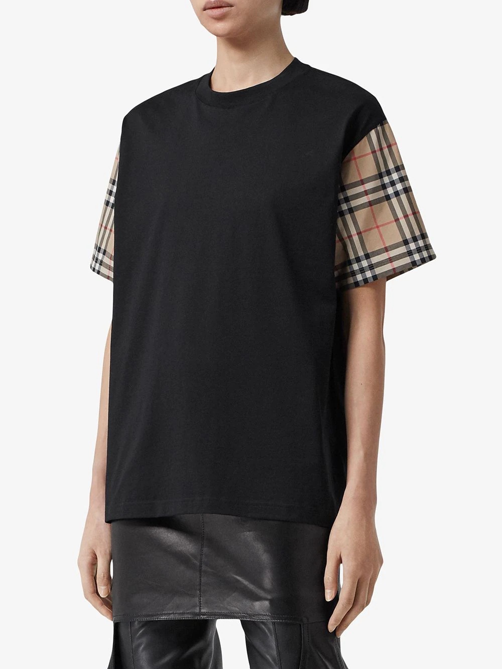 Vintage Check-sleeve T-shirt - 3