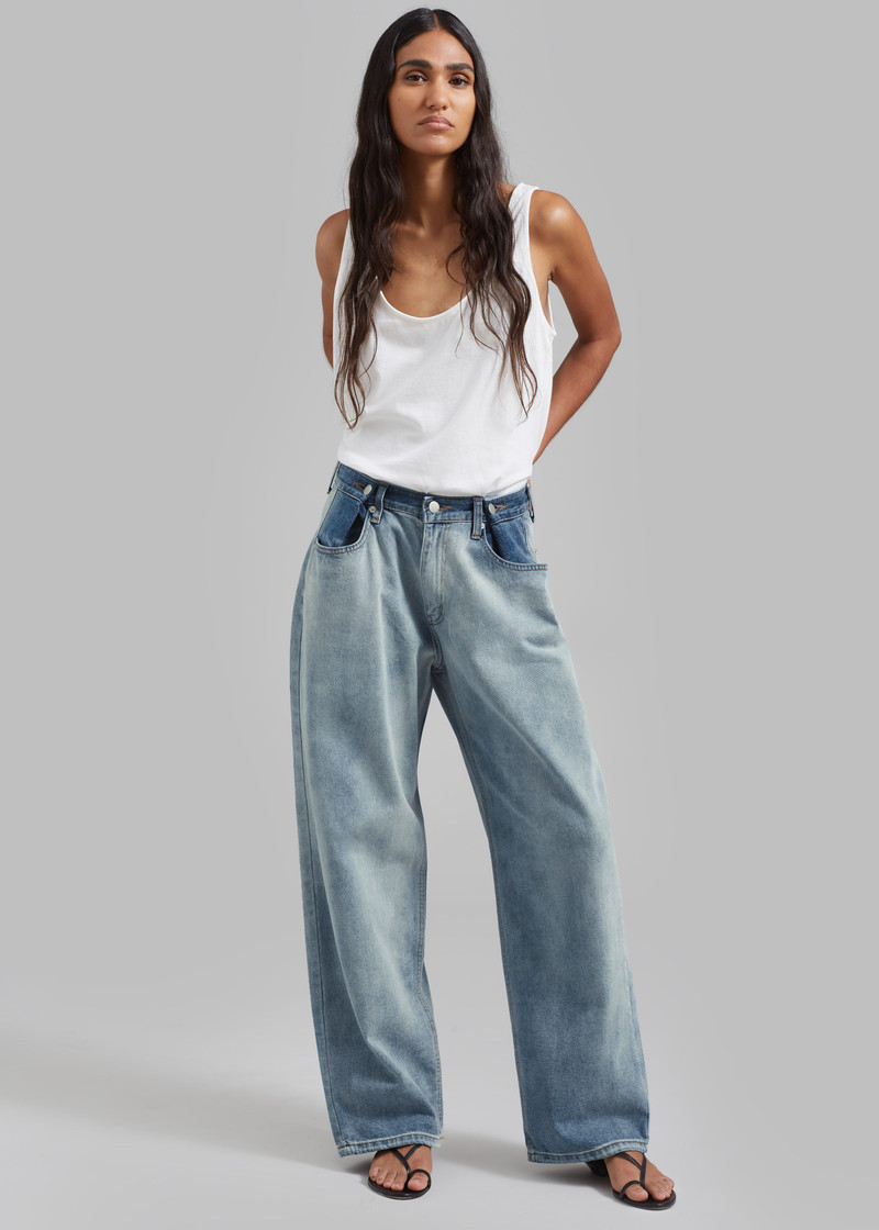 Hayla Contrast Denim Pants - Light Wash/Blue 4
