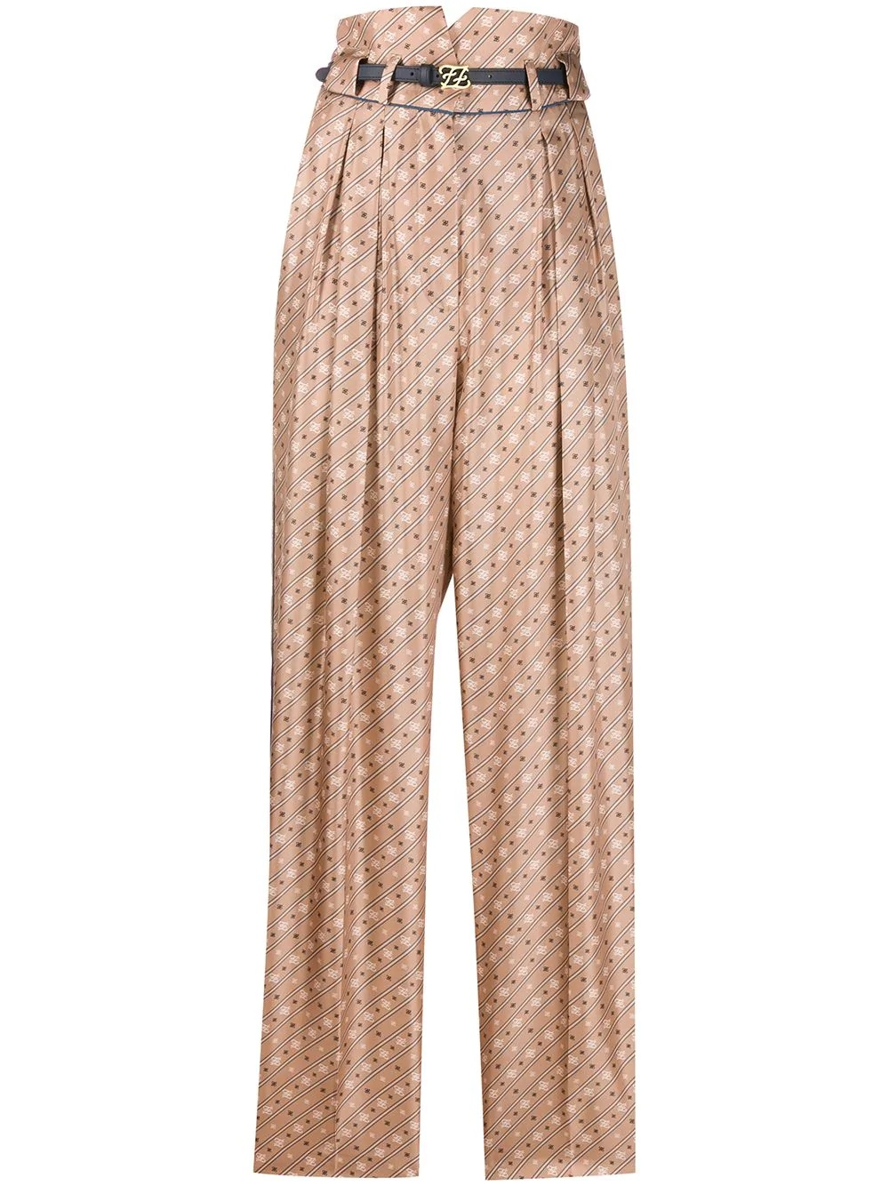 high-waisted Karligraphy motif printed trousers - 1