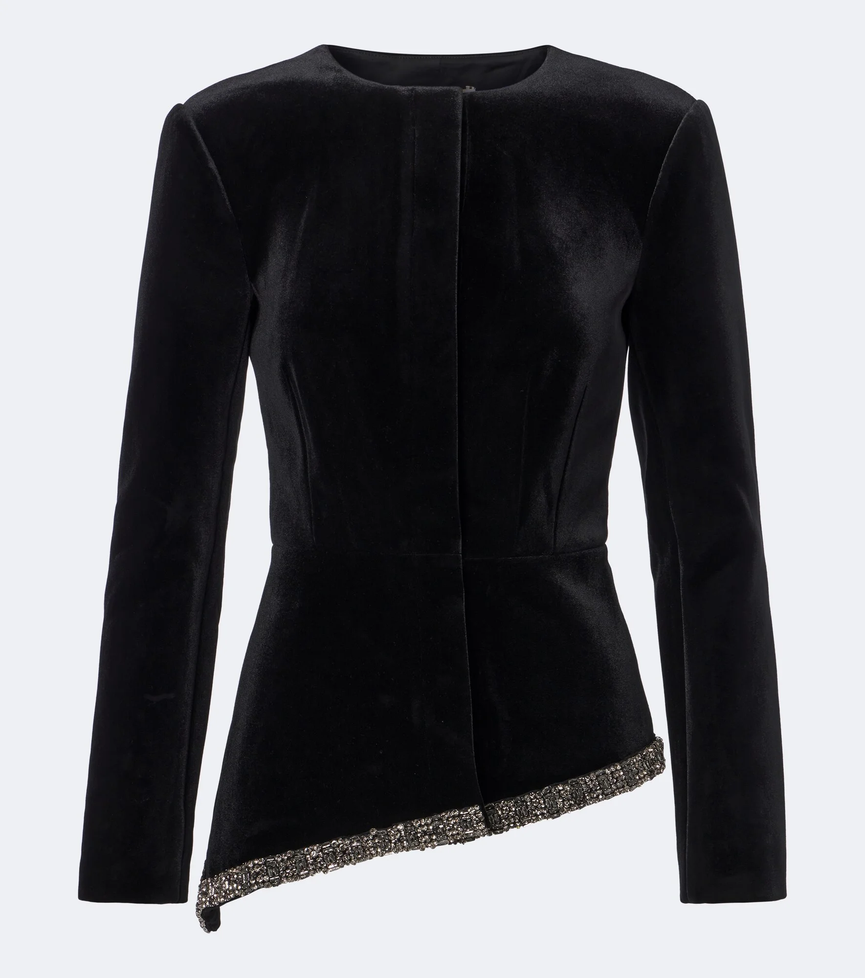 Embellished asymmetric velvet jacket - 1