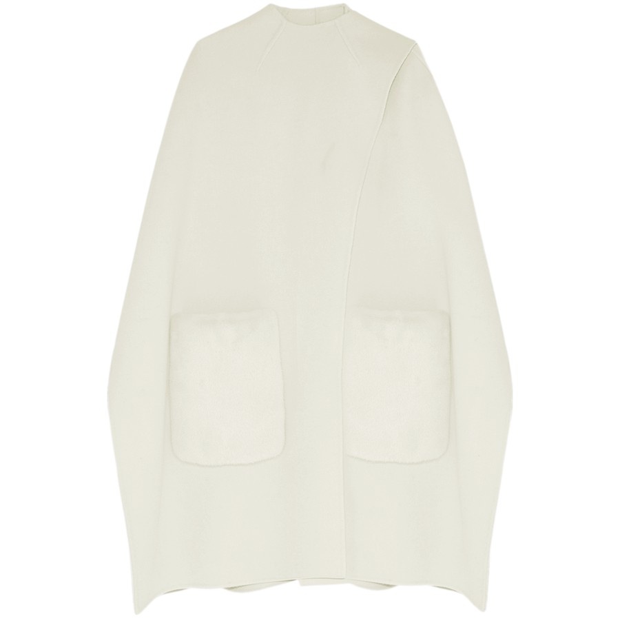 Cashmere cape with mink over-pockets - 1