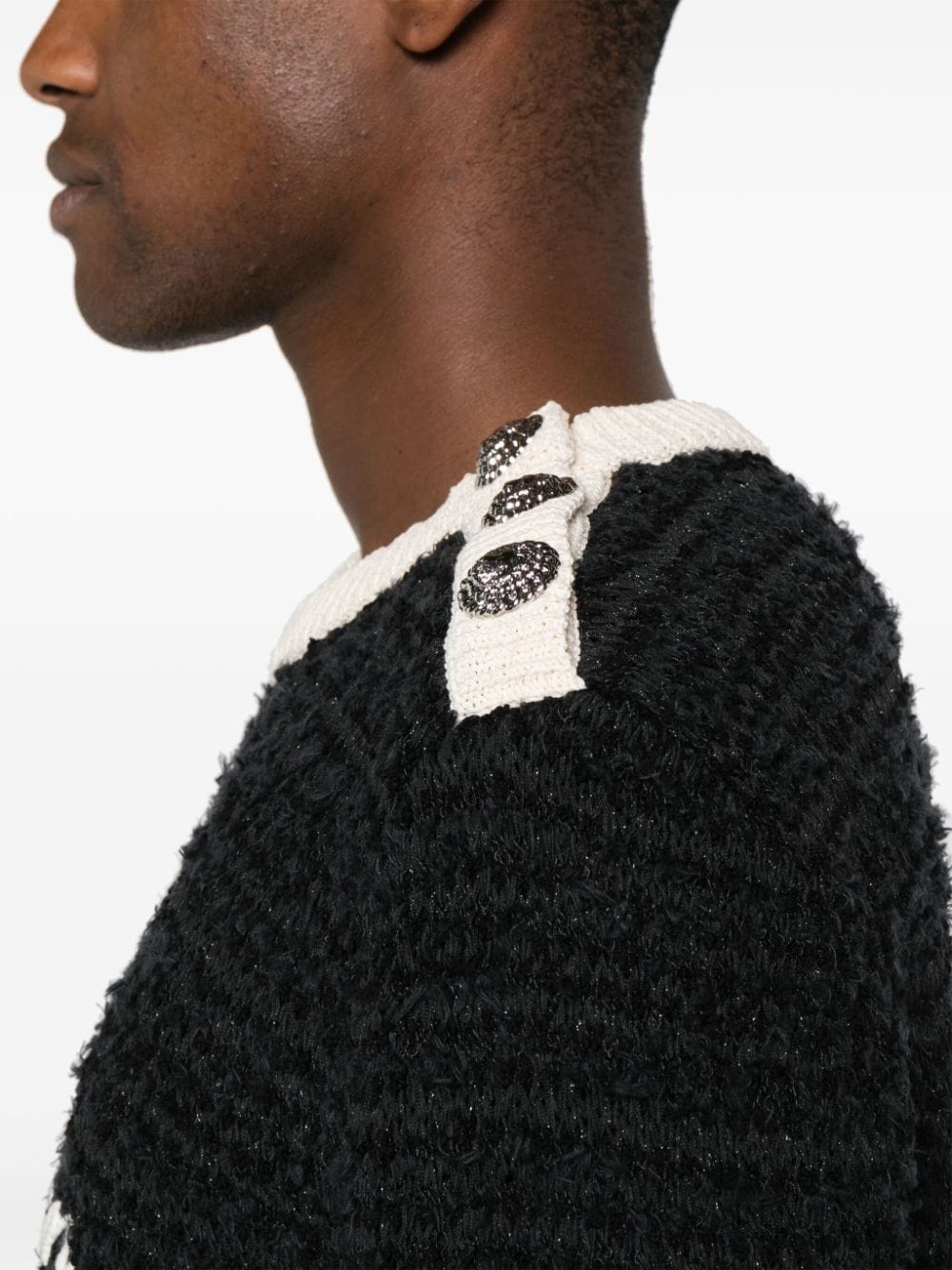 logo-embroidered bouclÃ© jumper - 5