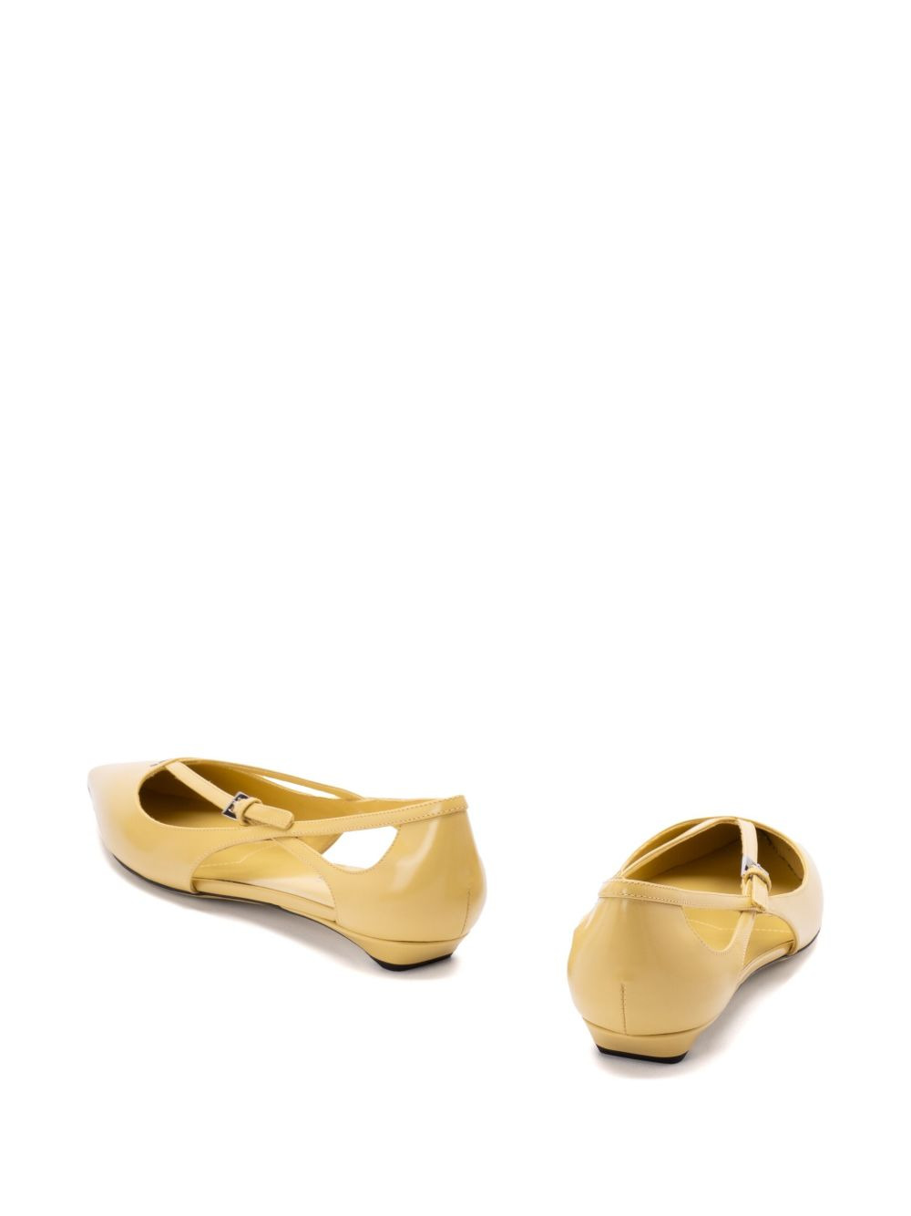 brushed-leather cut-out ballerina shoes - 3