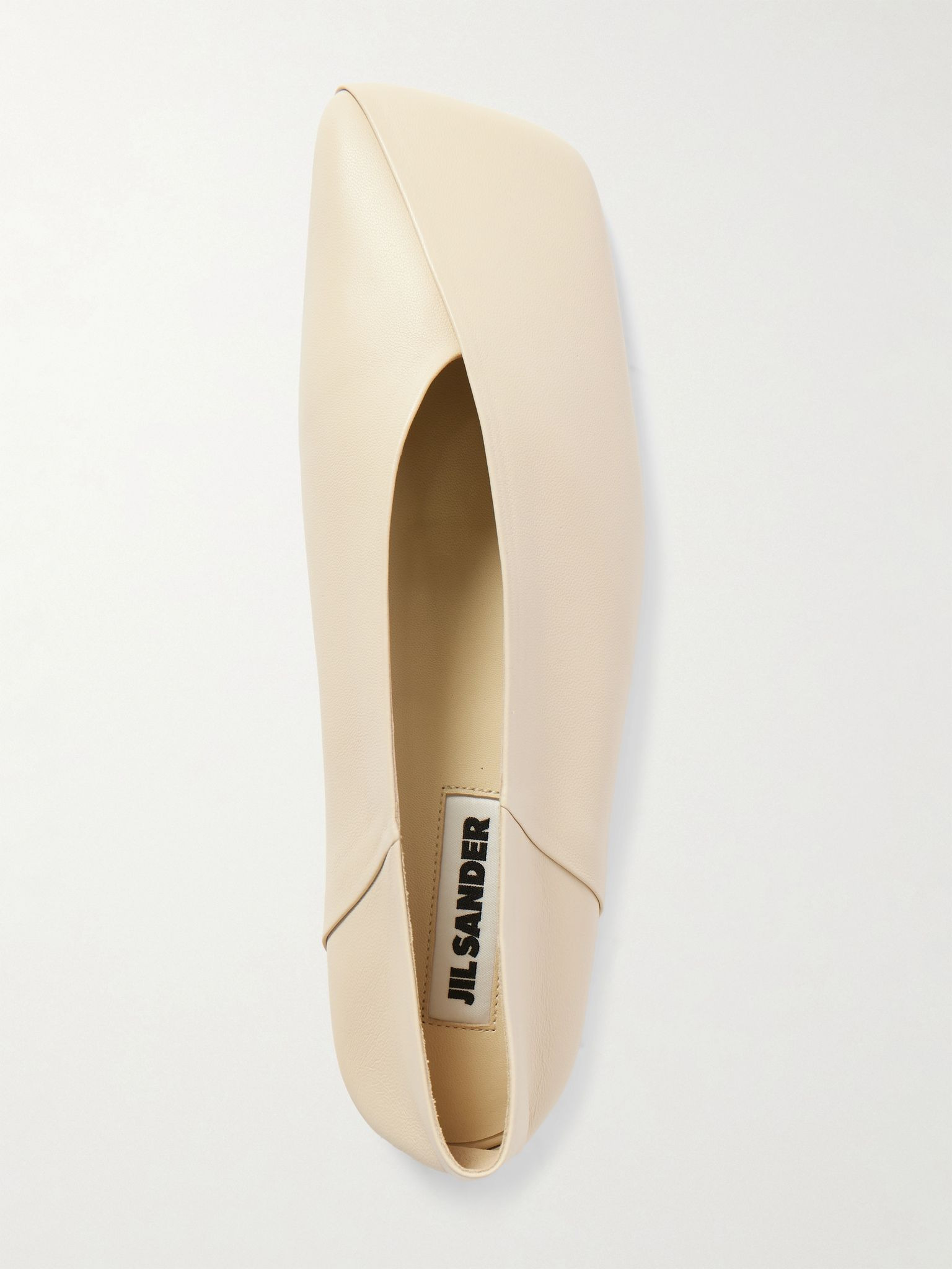 Asymmetric leather ballet flats Cream - 2