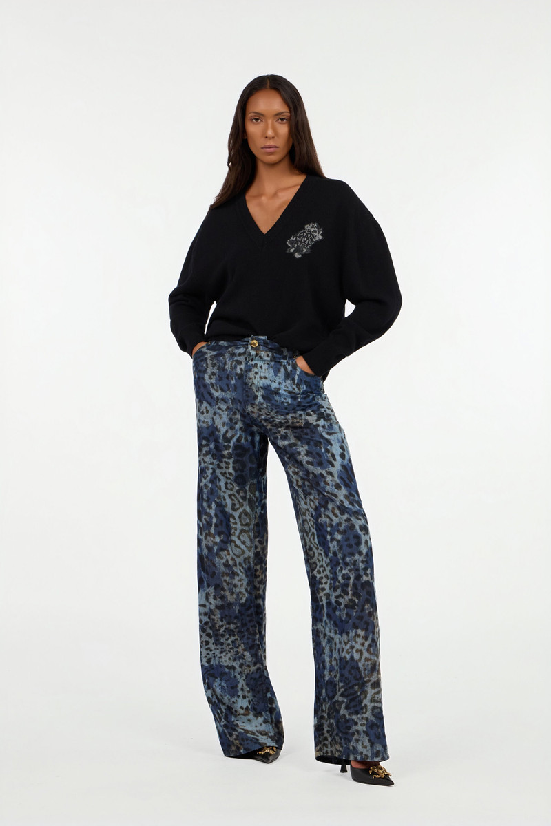 Roberto Cavalli Black sweater with Monogram Mirror Snake outlook