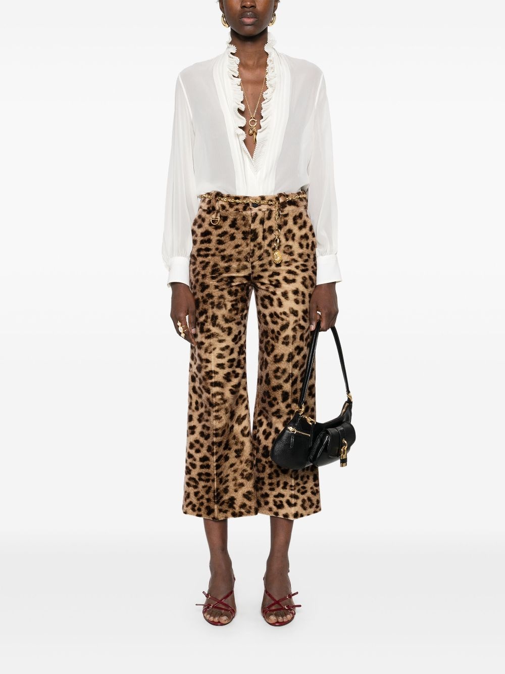 leopard-print velvet trousers - 2