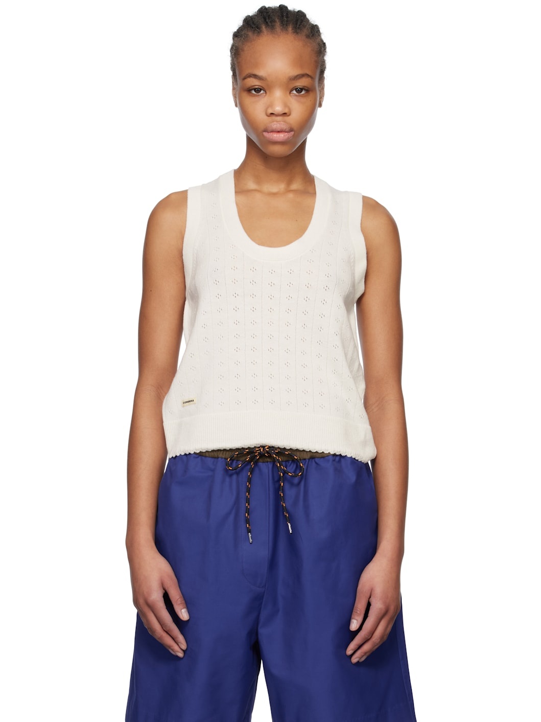 Off-White Pointelle Tank Top - 1