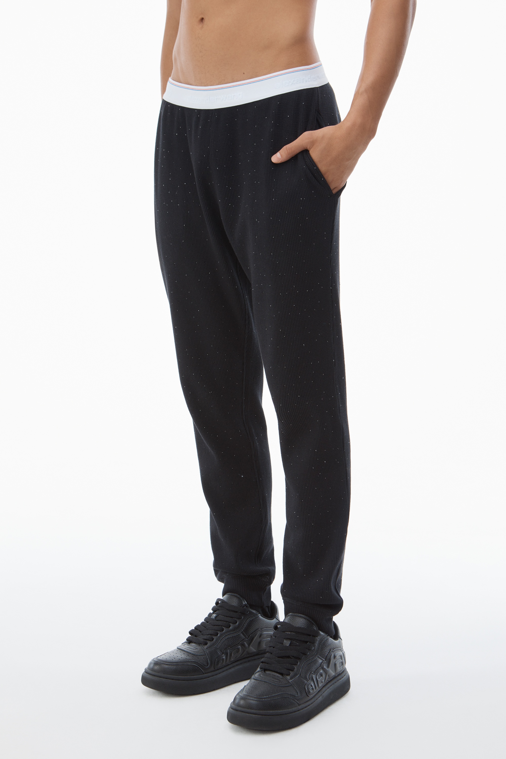 Crystal Hotfix Jogger Pant in Waffle Knit - 3