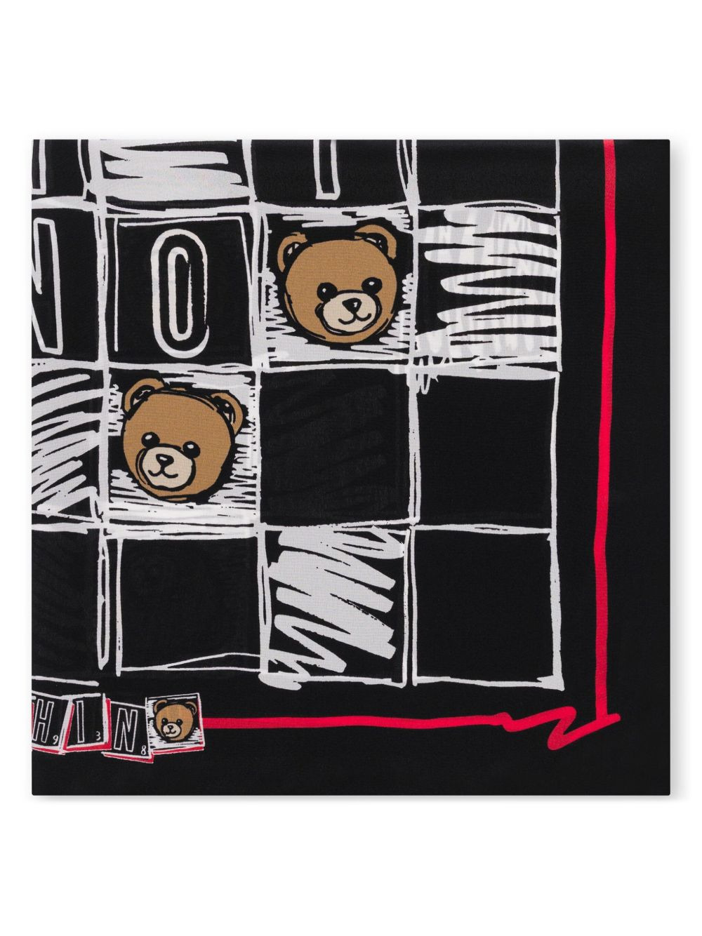teddy bear-print check scarf - 3