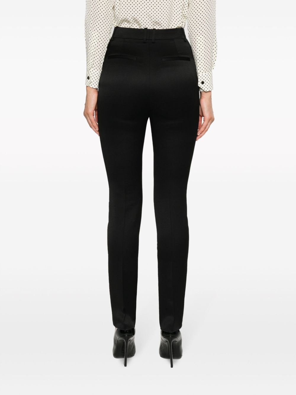 Saint Laurent Women Wool Satin Trousers - 2