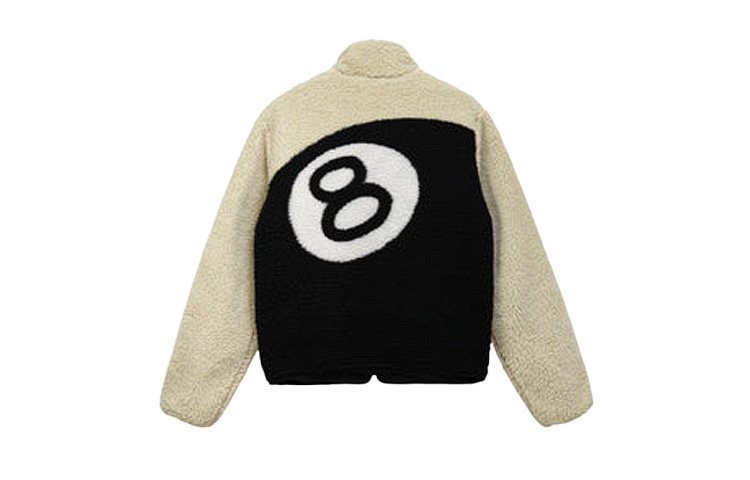 Stussy 8 Ball Sherpa Reversible Jacket 'Beige' 118498 - 2