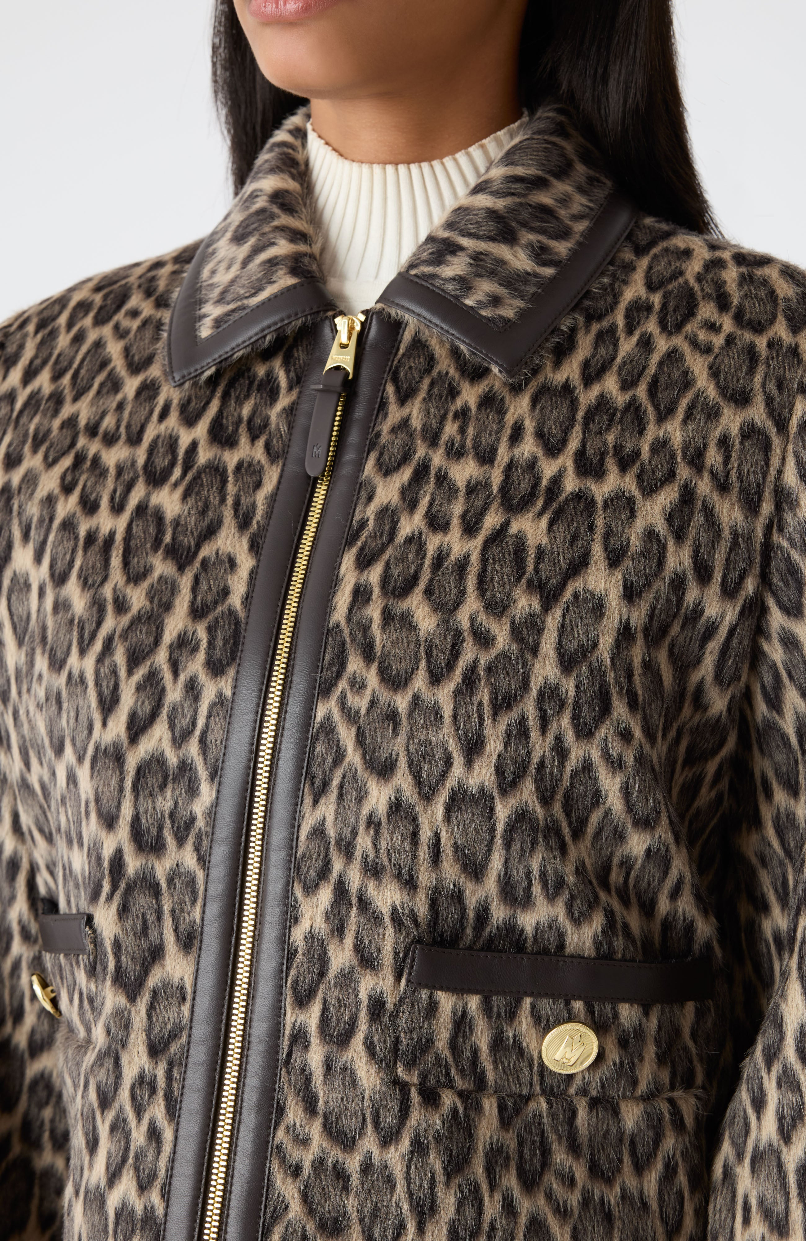 LORAH-A Animal-Print Cropped Leather Jacket - 7