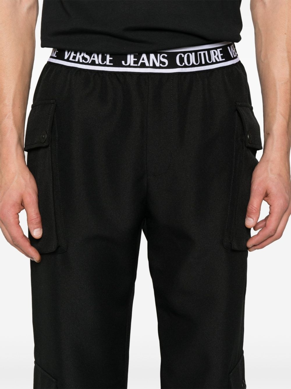 logo-waistband cotton cargo trousers - 5