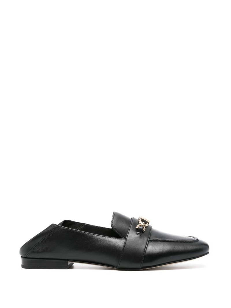 logo-plaque leather loafers 5