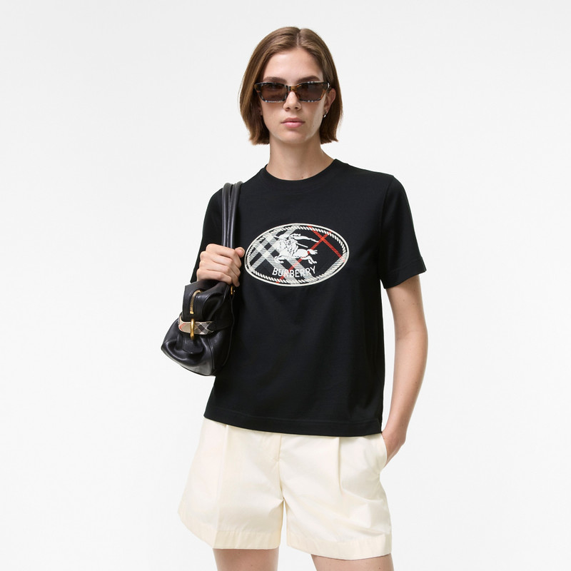 Burberry Check Knight Stamp Cotton T-shirt outlook