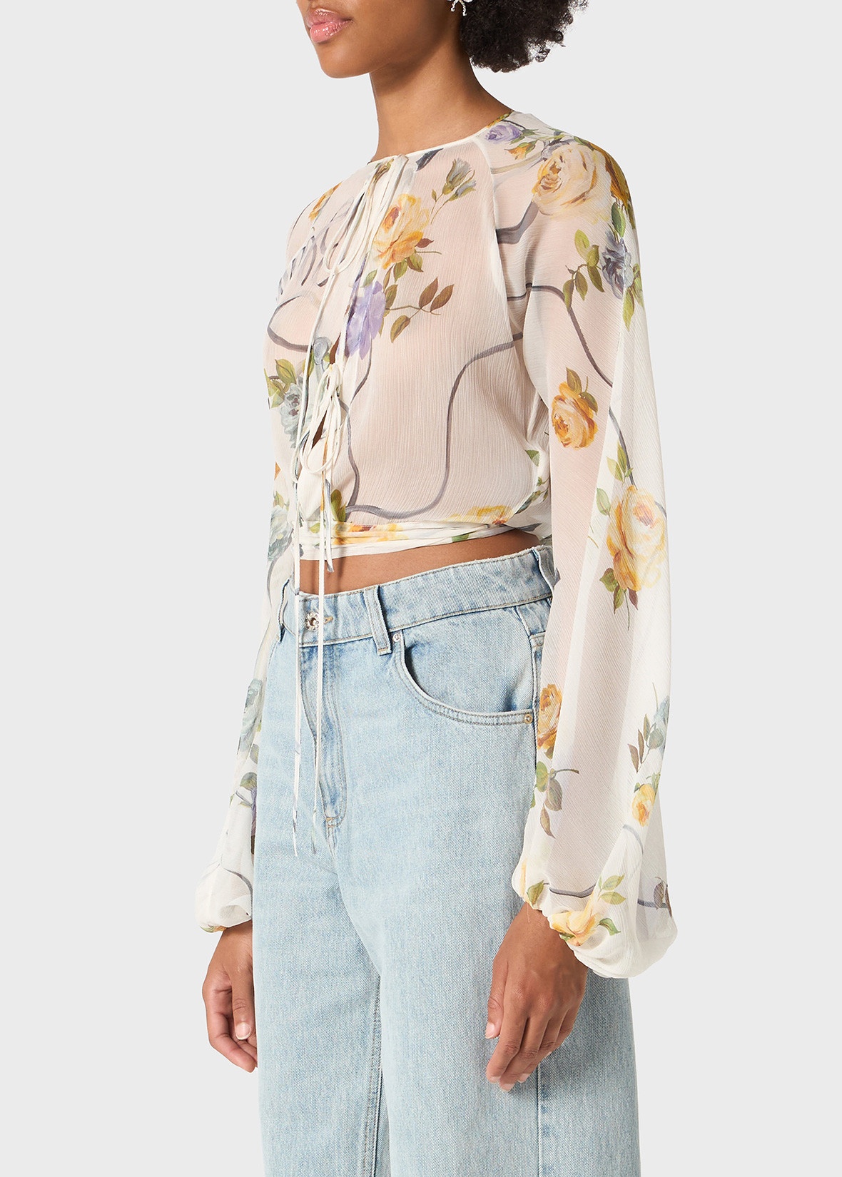 PRINTED CREPONNE BLOUSE - 5