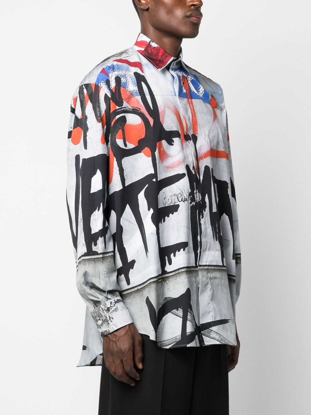 graffiti-print long-sleeve cotton shirt - 4