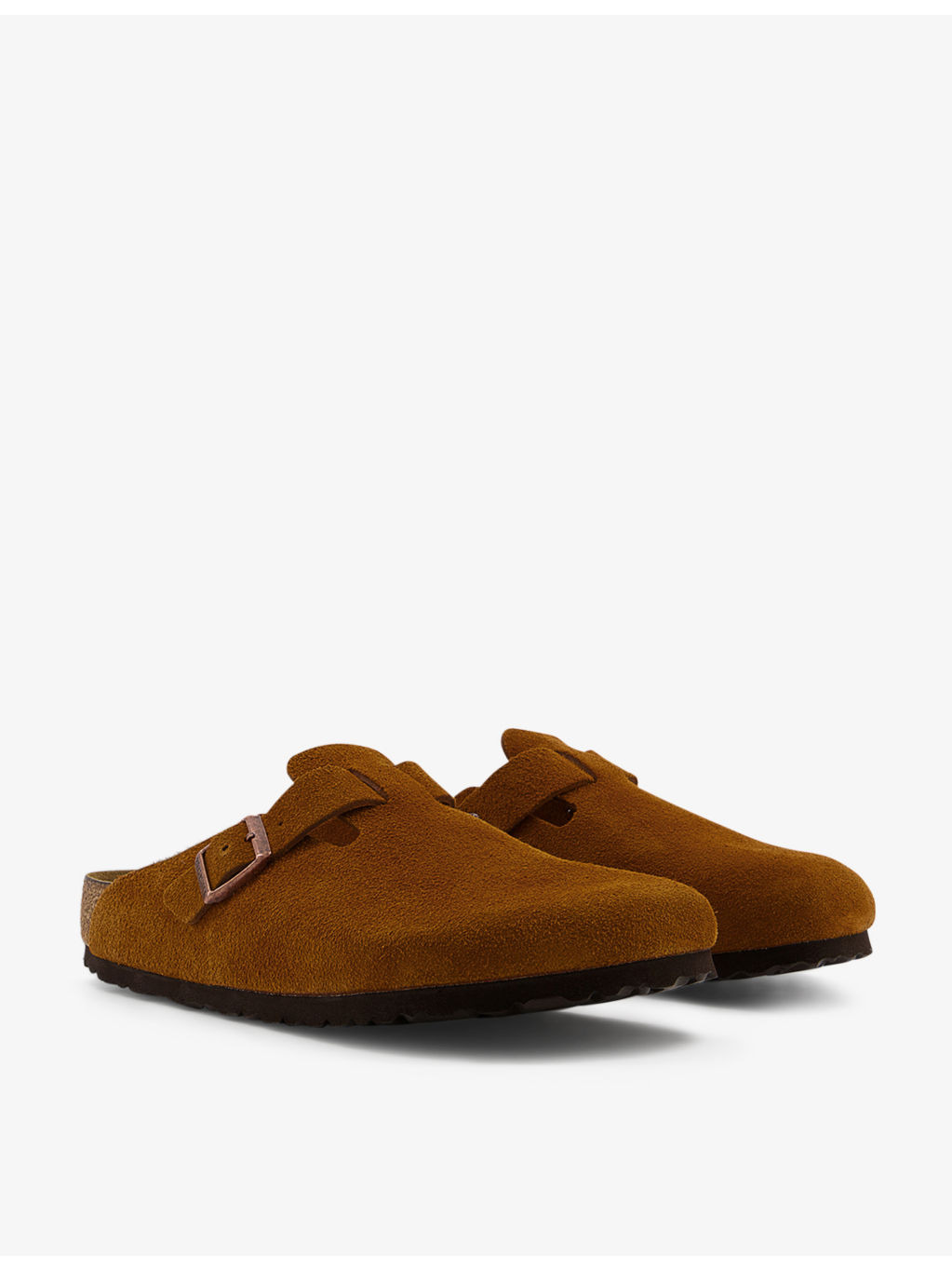 Boston logo-embossed suede-leather clogs - 3