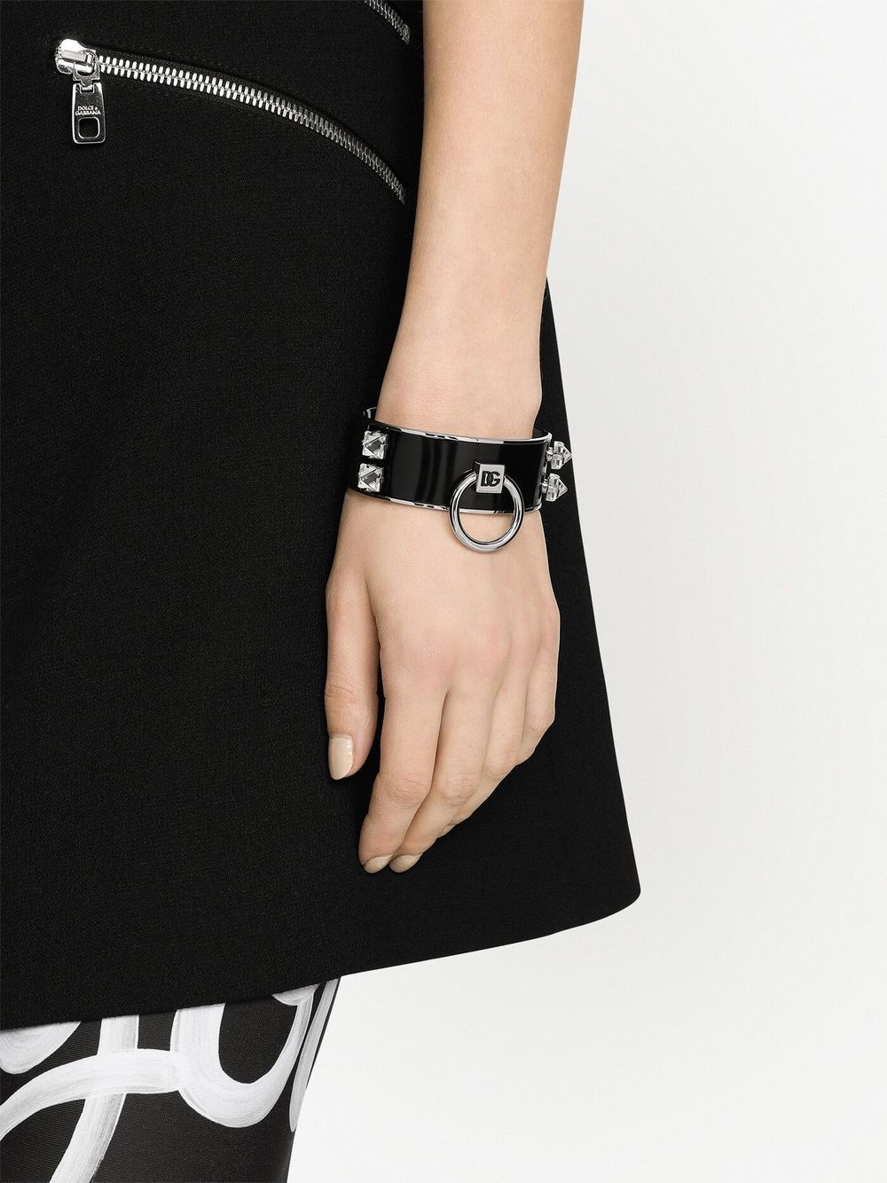 crystal-embellished logo cuff bracelet - 2