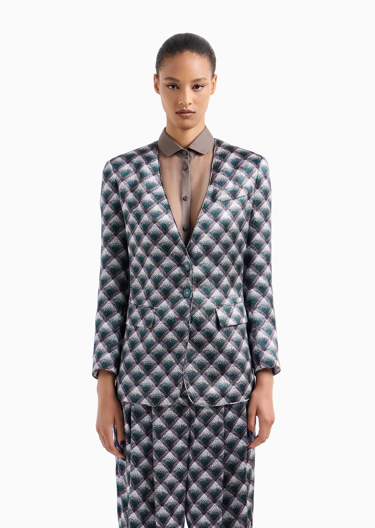 Single-breasted jacket in gradient print silk faille - 2