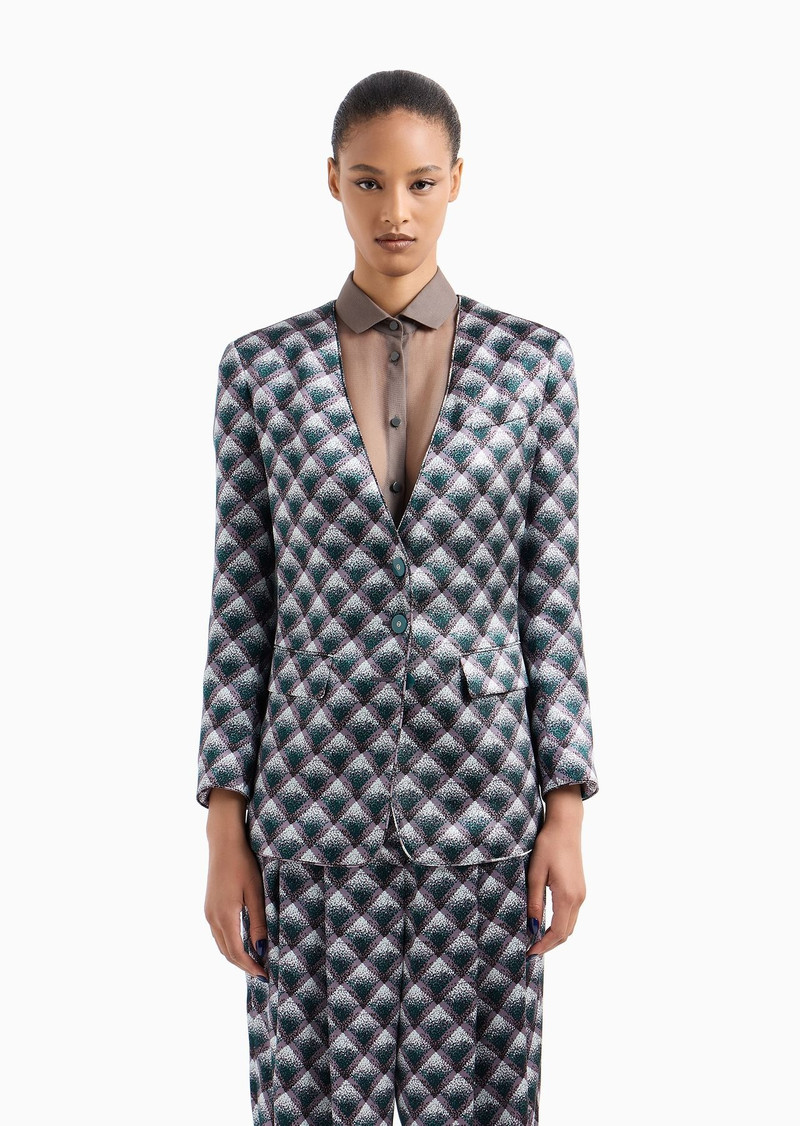 Single-breasted jacket in gradient print silk faille 2
