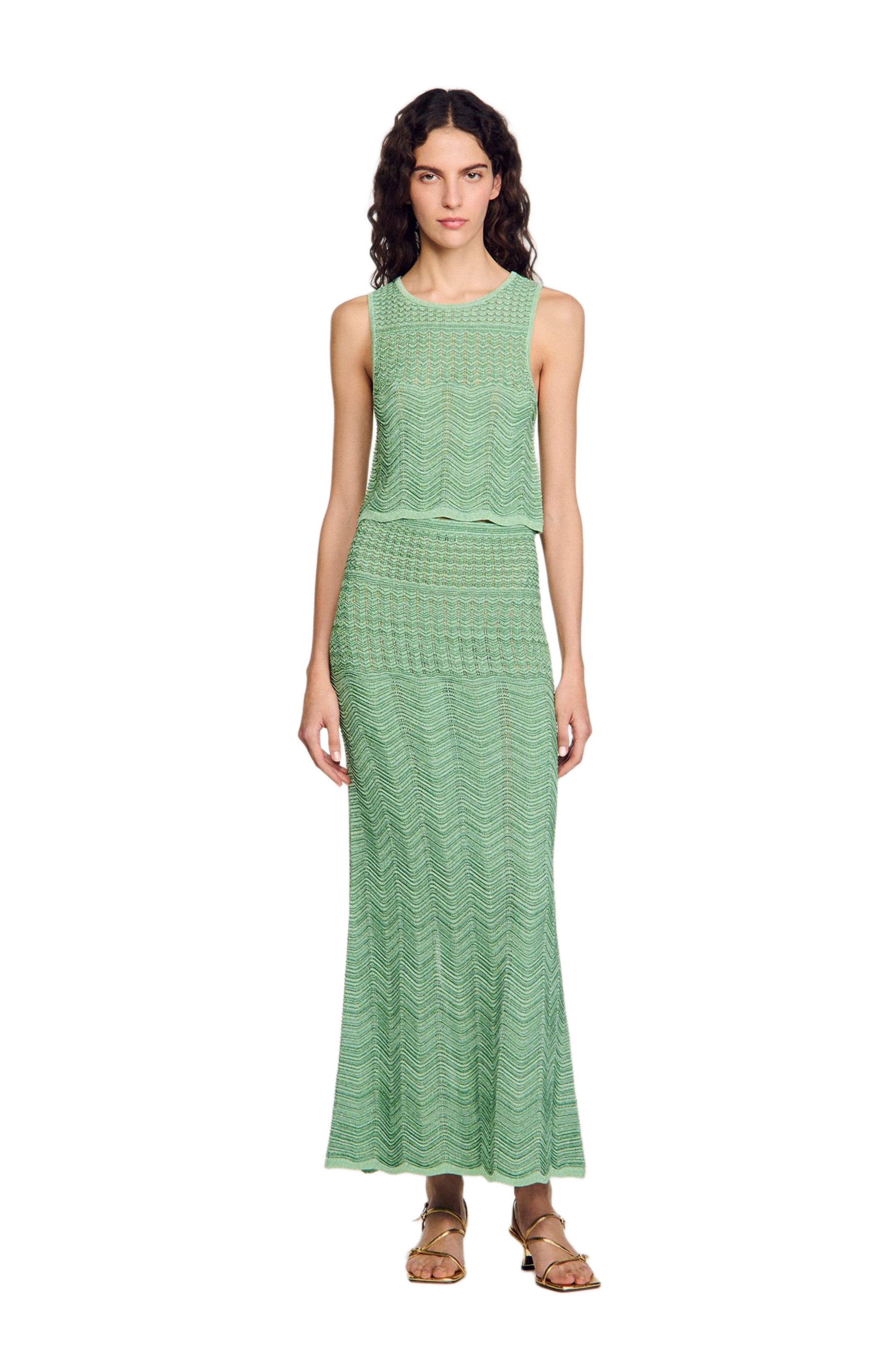 SANDRO Long knit skirt in Mint at Nordstrom - 6