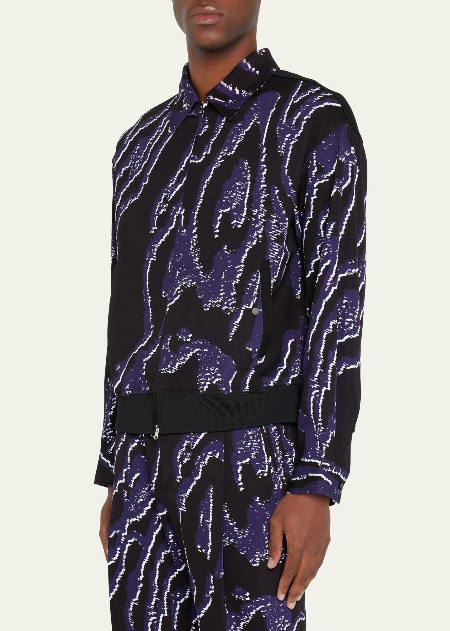 Men's Wood Grain-Print Bomber Jacket - 4