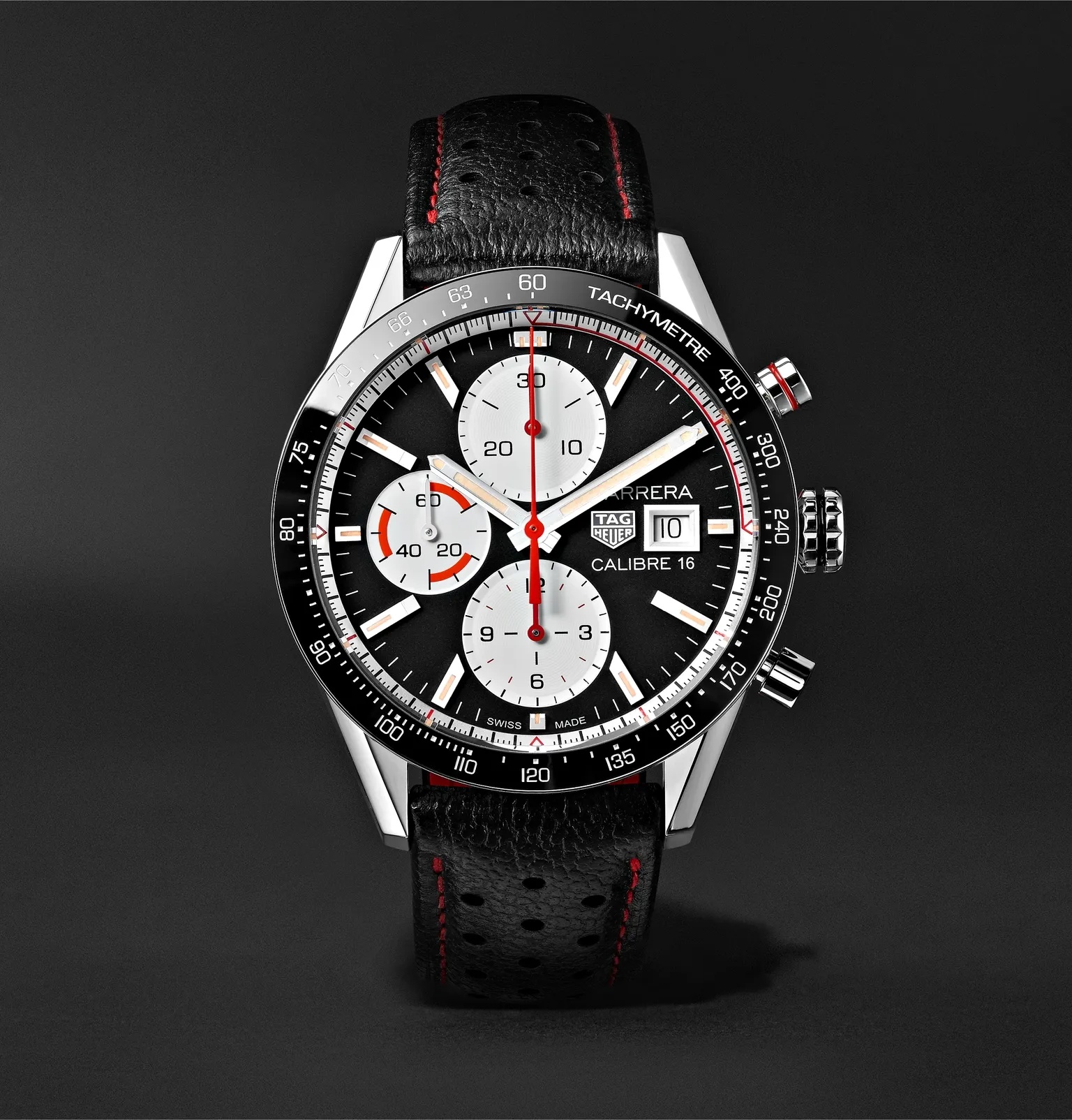 Carrera Automatic Chronograph 41mm Steel and Leather Watch, Ref. No. CV201AP.FC6429 - 1