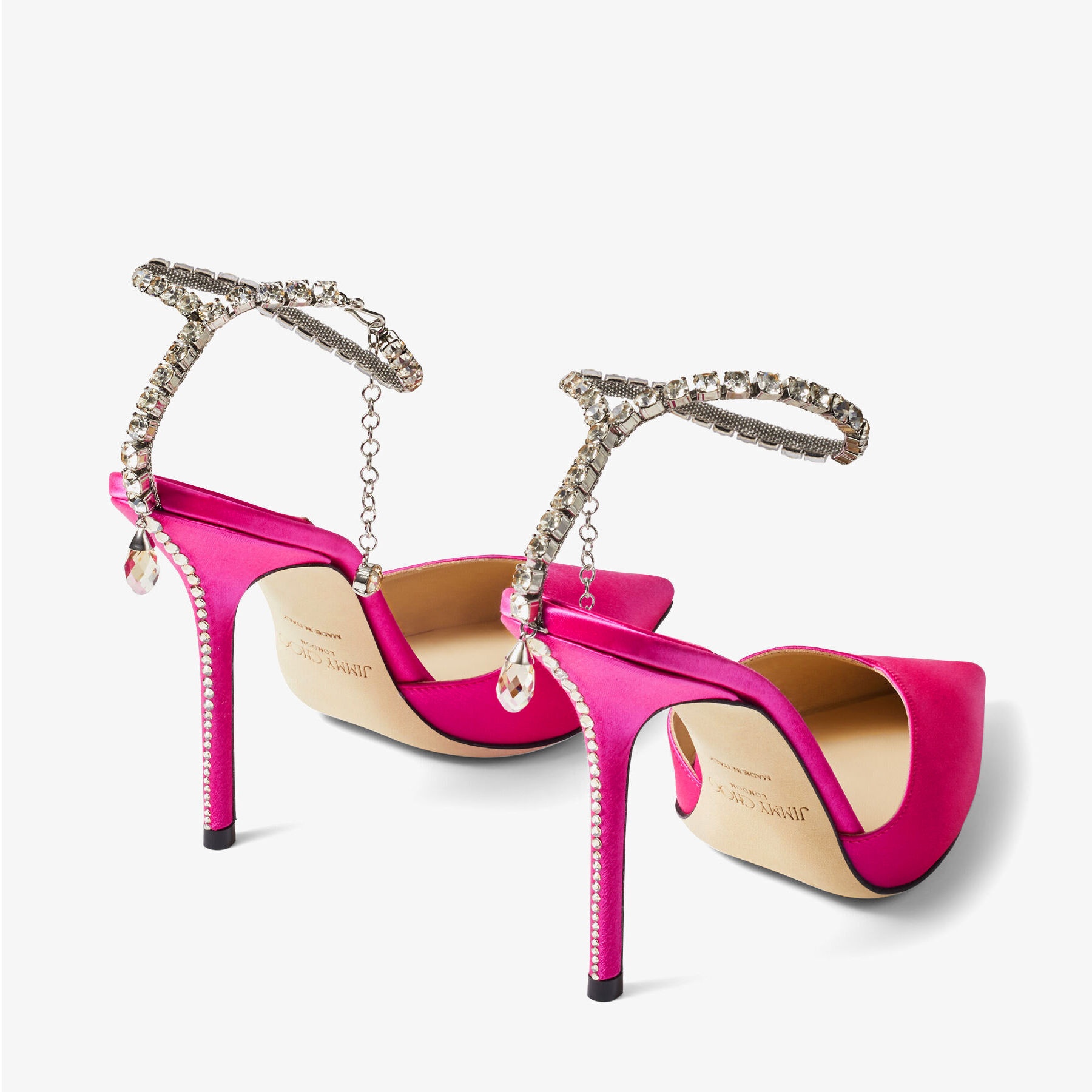 Saeda 100
Fuchsia Satin Pumps with Crystal Embellishment - 5