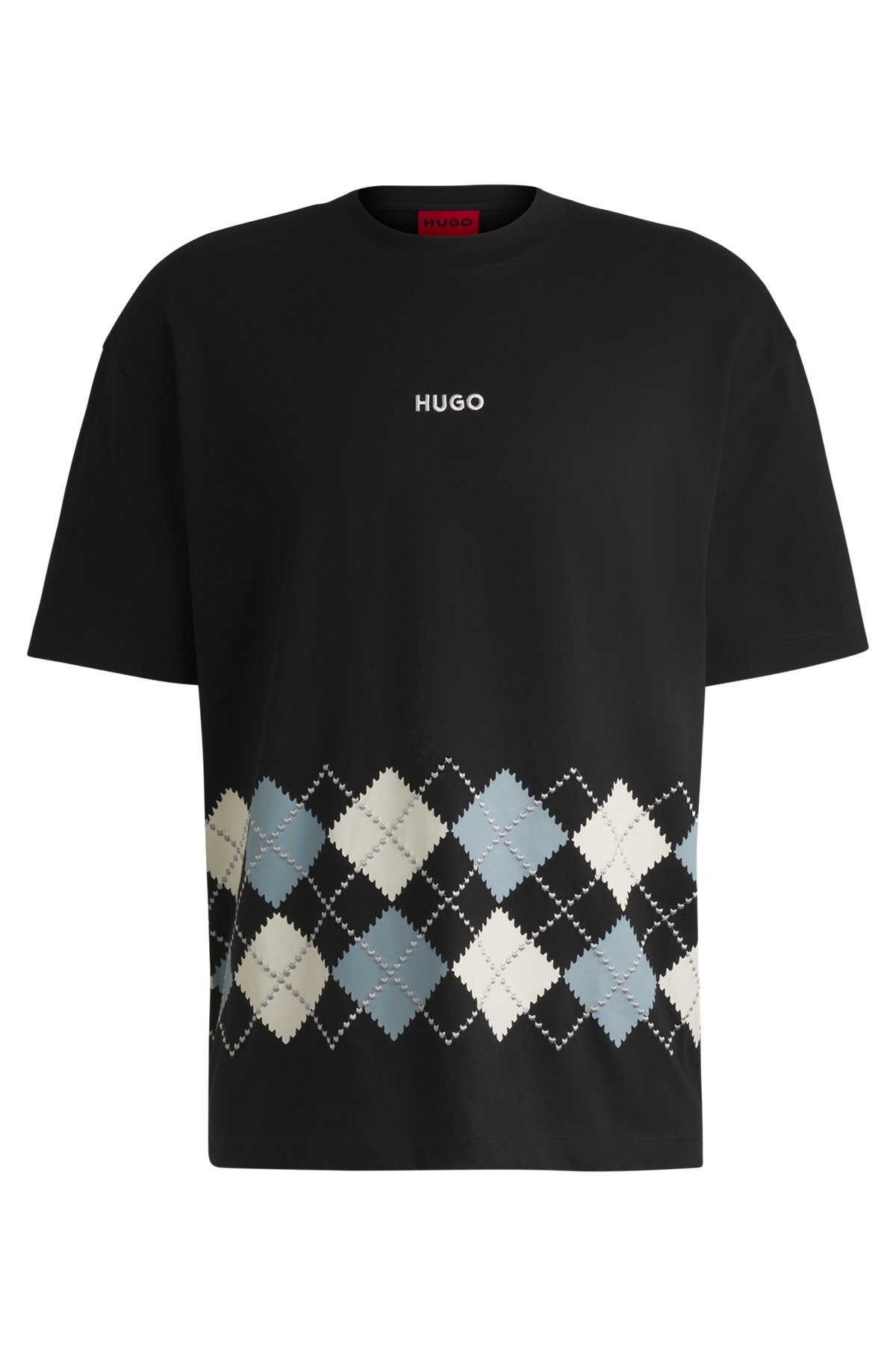 COTTON-JERSEY T-SHIRT WITH ARGYLE PATTERN - 1