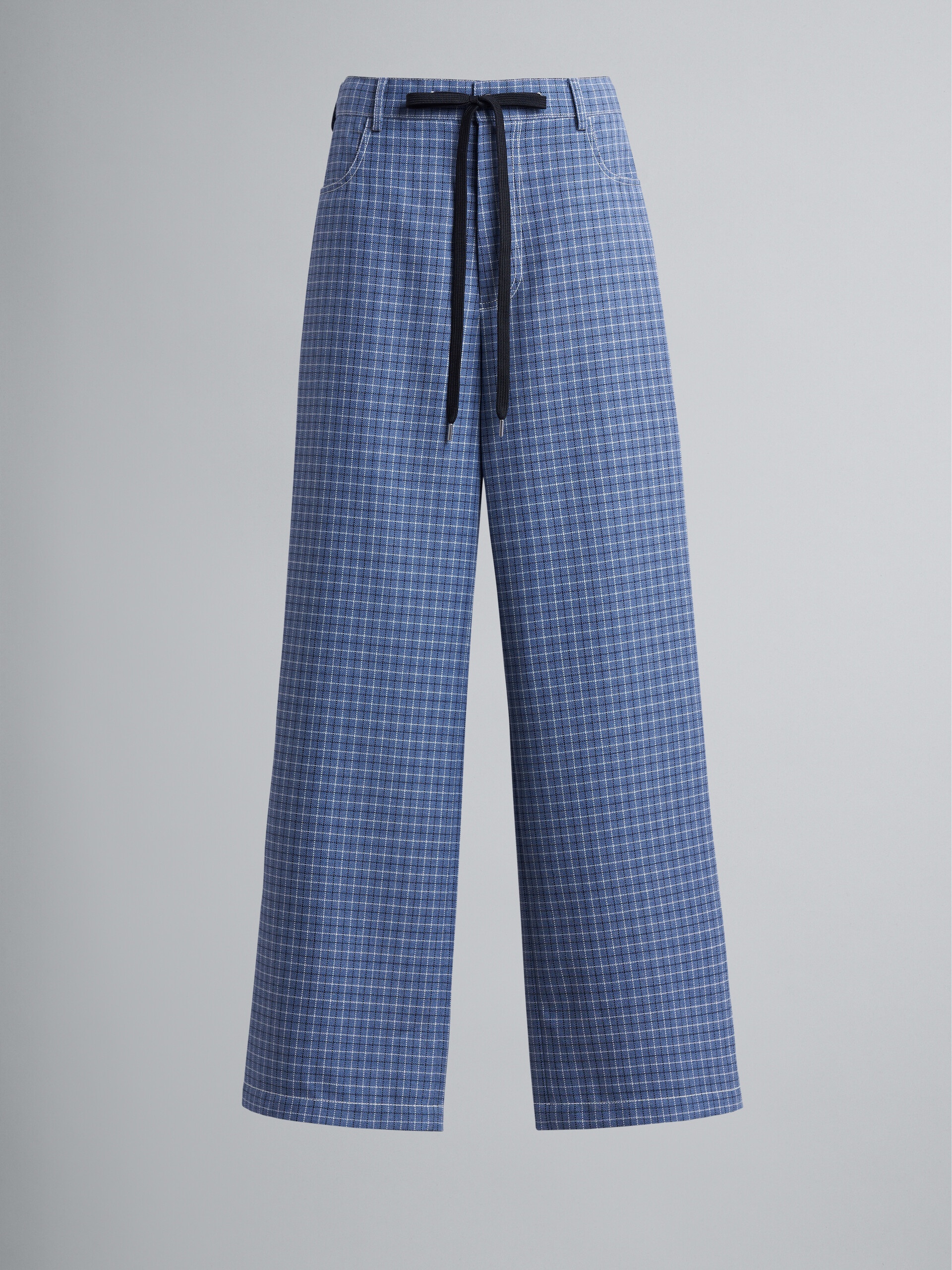 CHECK WOOL TROUSERS - 1