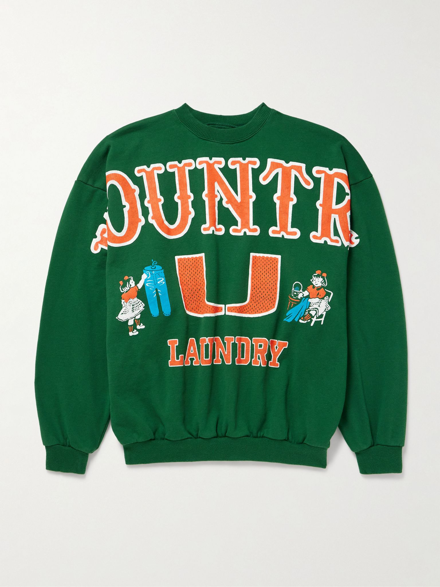 Printed Cotton-Jersey Sweatshirt Green - 1