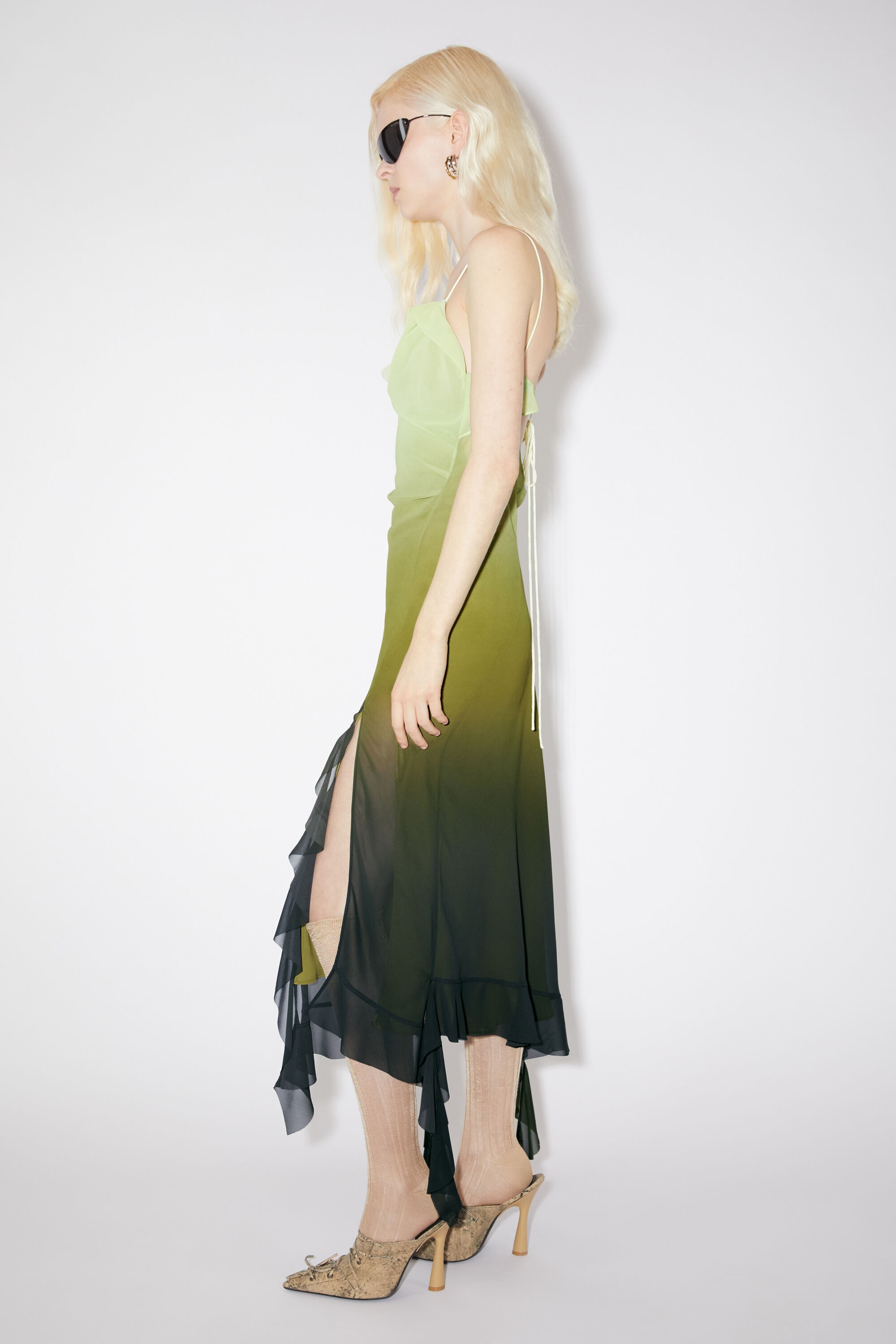 Ruffle strap dress - Green - 4