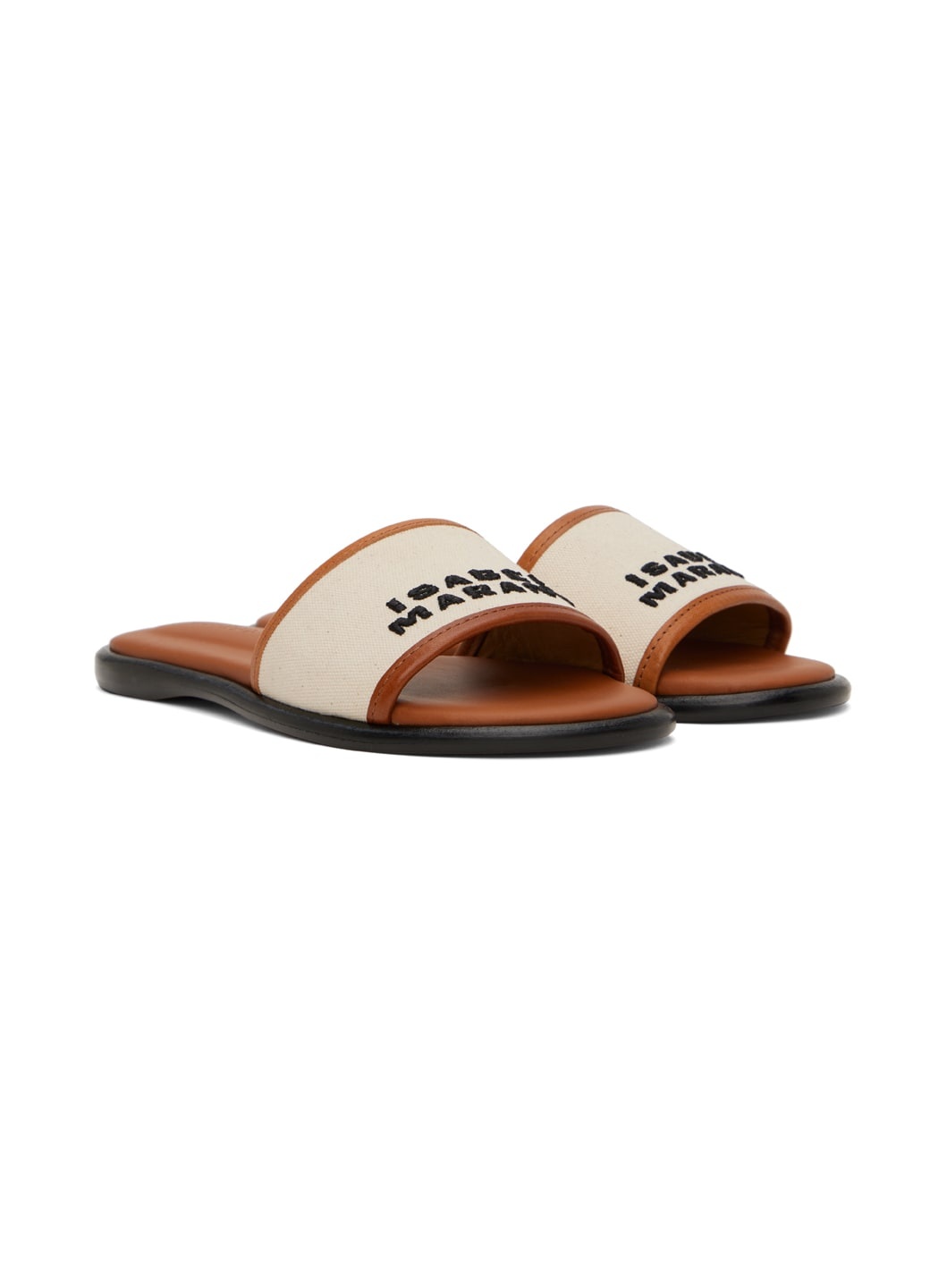 Off-White & Brown Vikee Sandals - 4