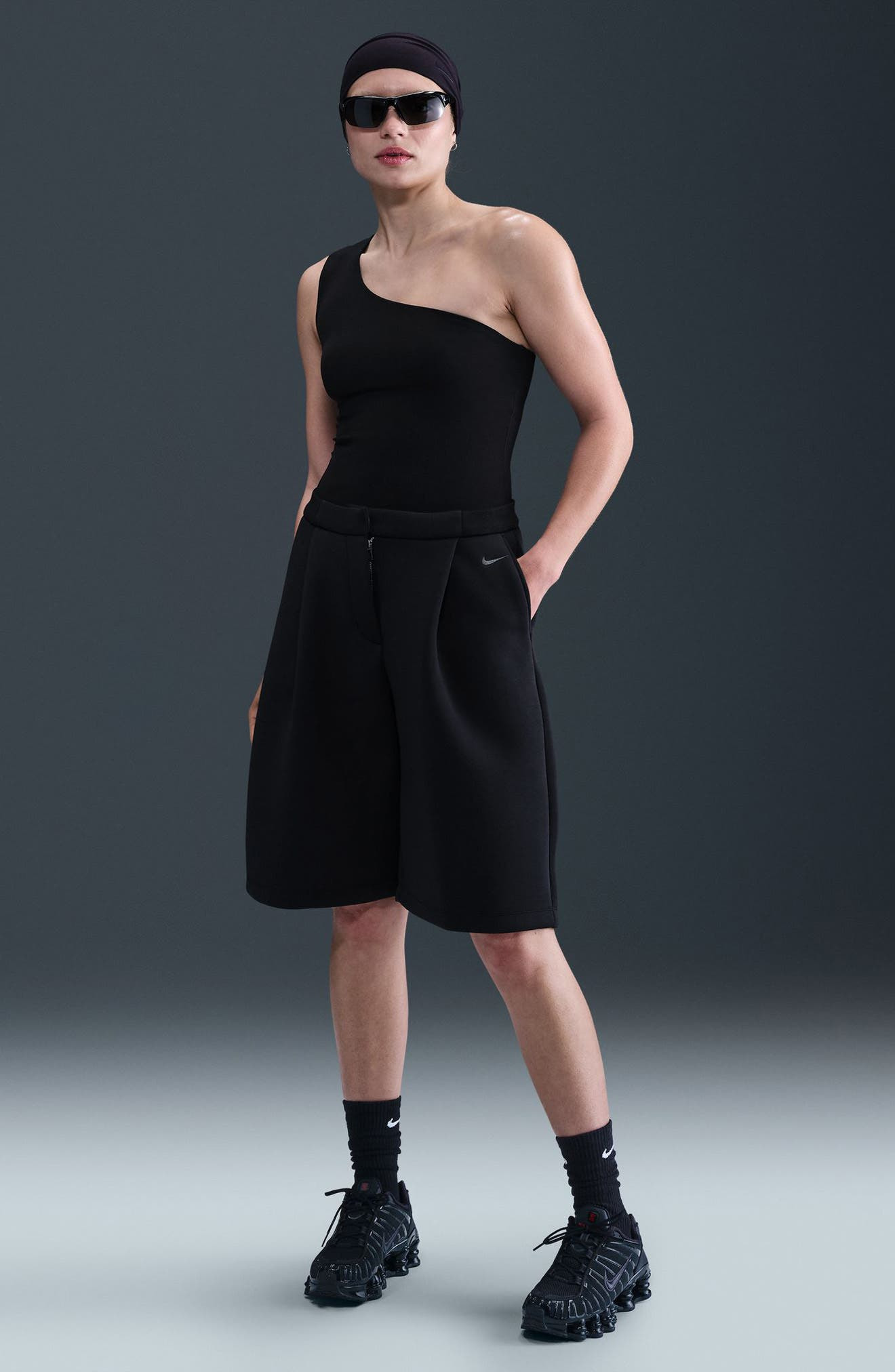 Nike Sportswear Essential Fleece Shorts in Black/Anthracite at Nordstrom - 6