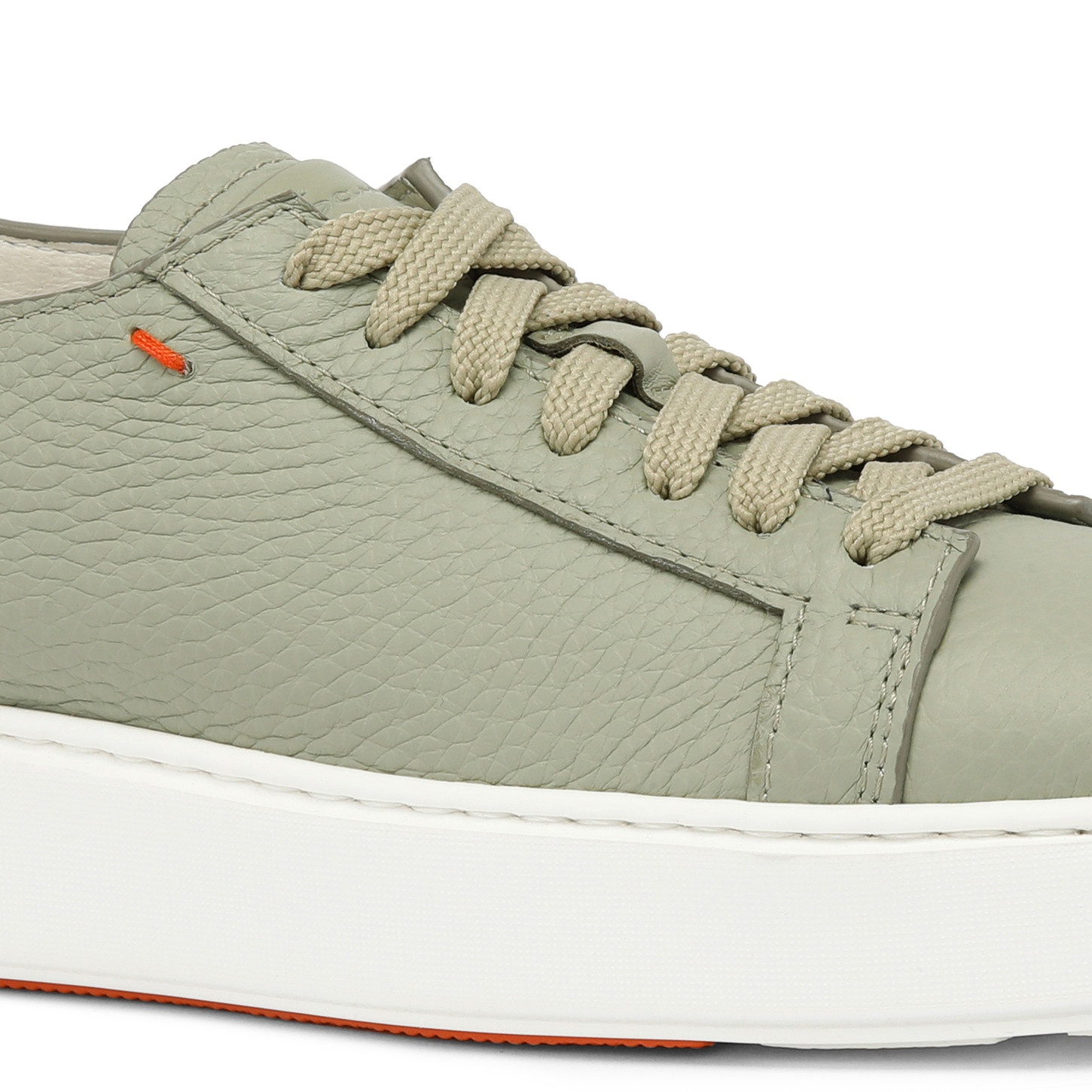 Women's green tumbled leather sneaker - 6