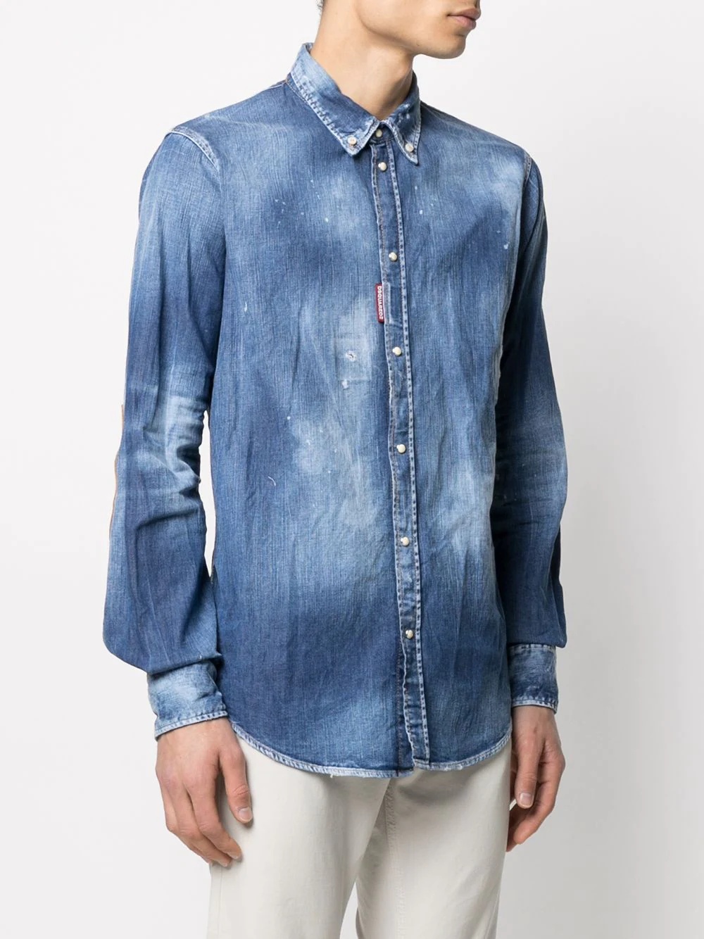 distressed effect denim shirt - 3