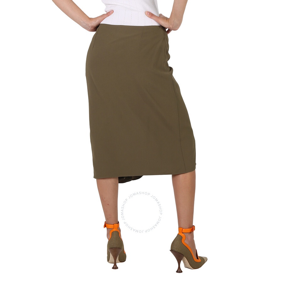 Versace Ladies Caramel Draped Midi Skirt - 6